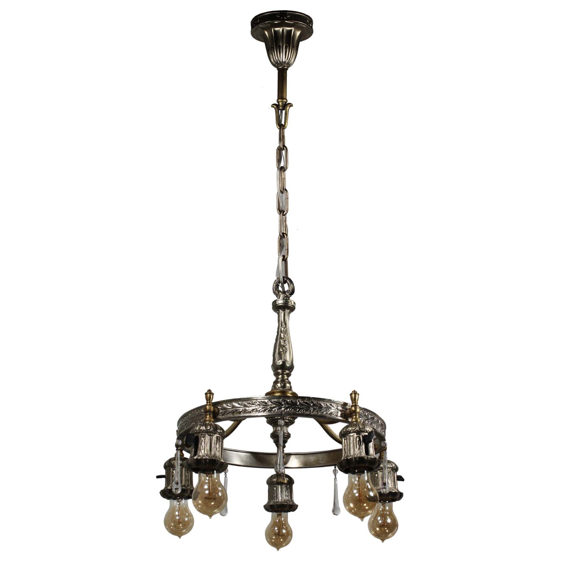 SOLD Antique Two-Tone Chandelier with Prisms, c. 1920-69952
