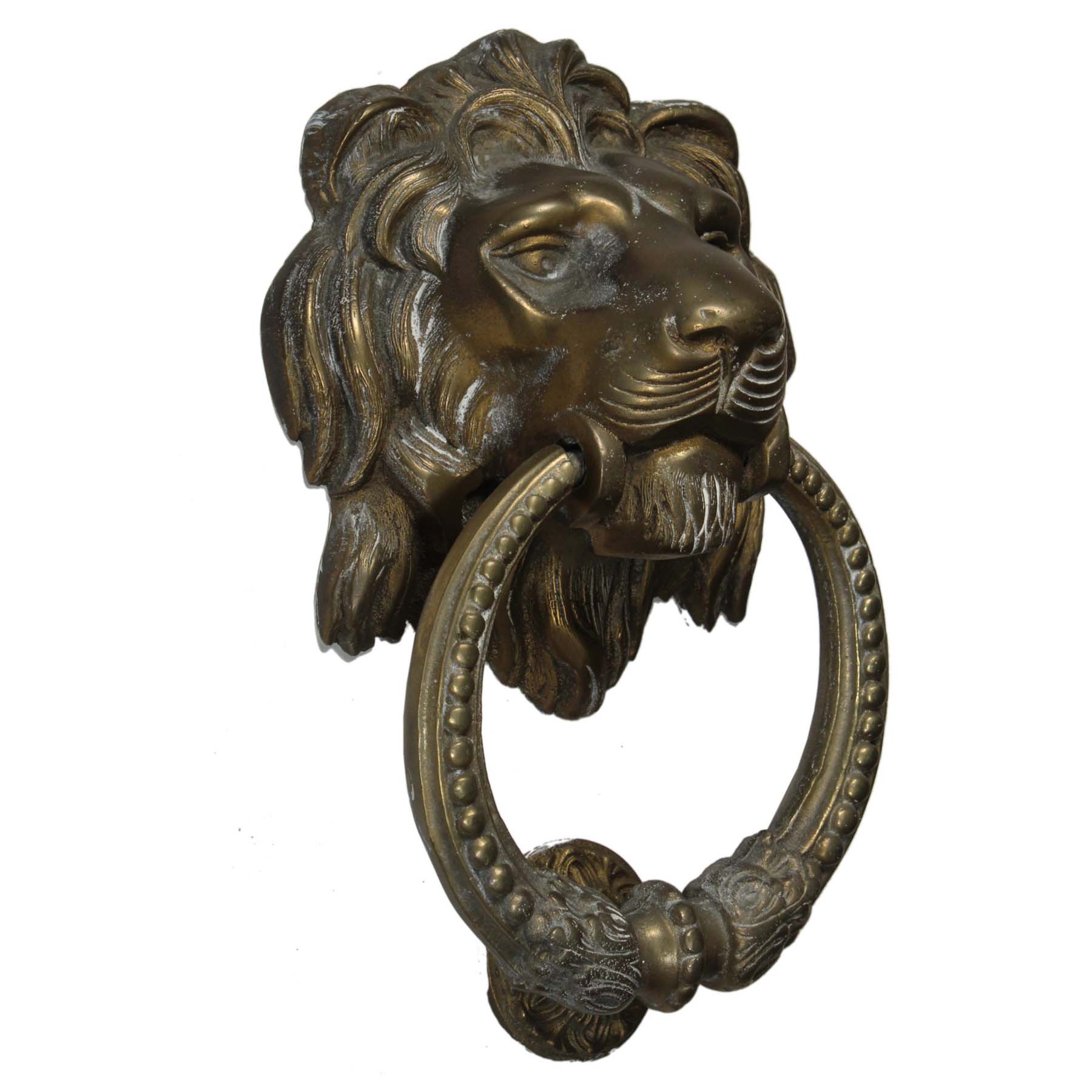 SOLD Substantial Antique Brass Lion Door Knocker, C. 1900 -70014