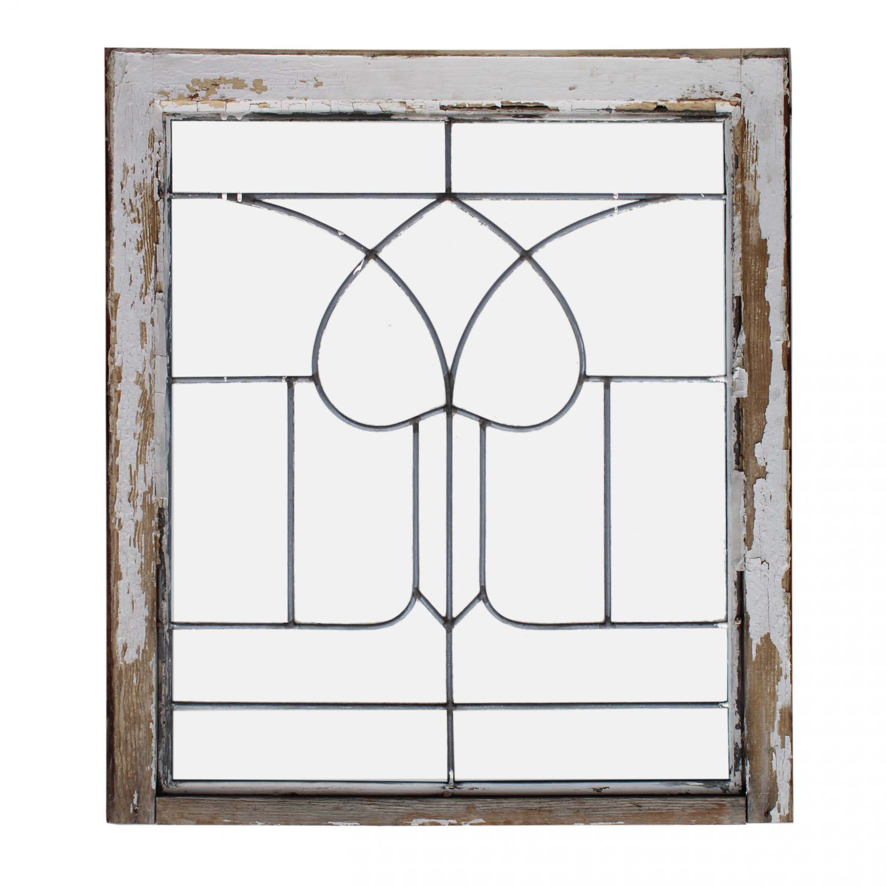 Salvaged Antique American Leaded Glass Windows, Stylized Tulip-70122