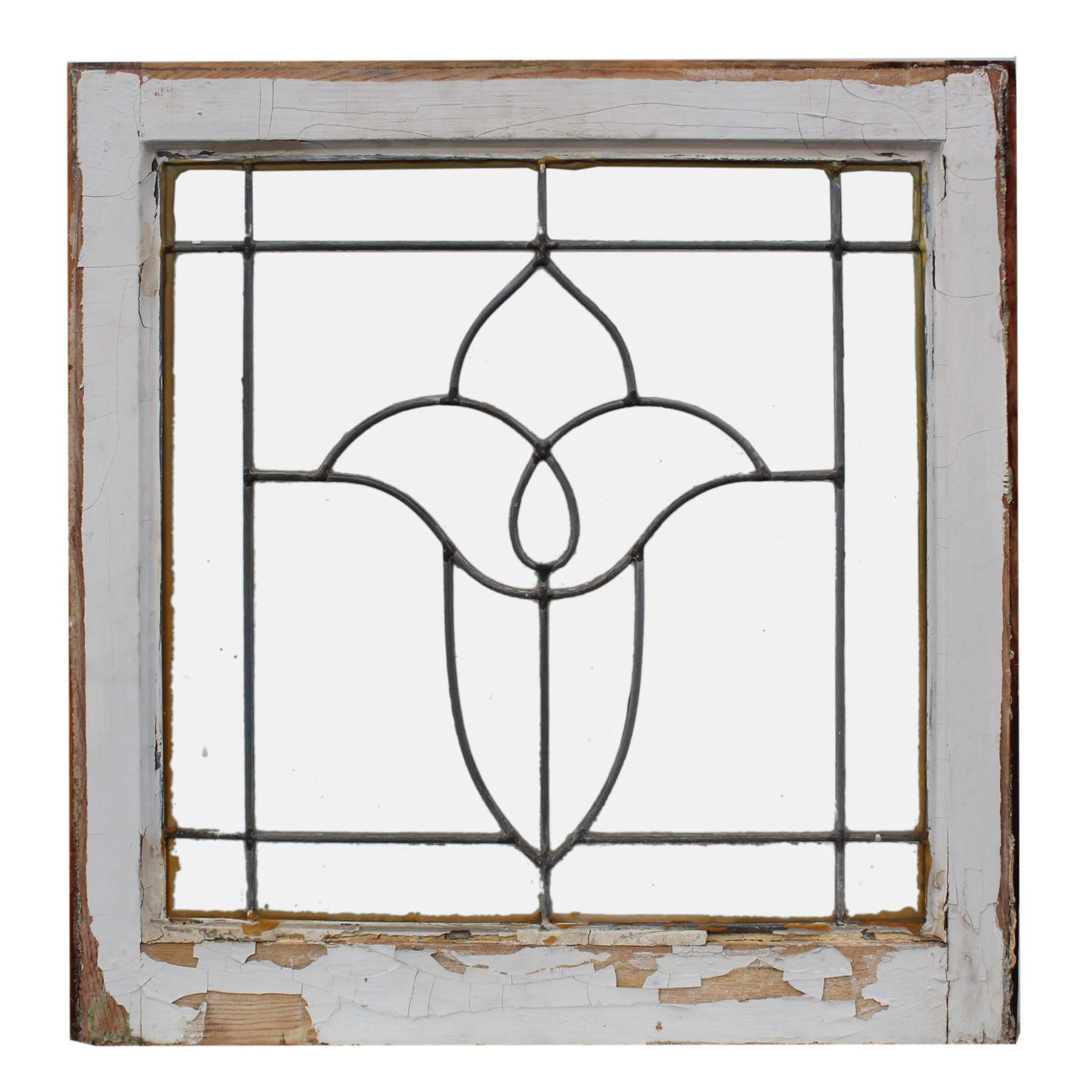 Antique American Leaded Glass Windows, Stylized Flower-70128