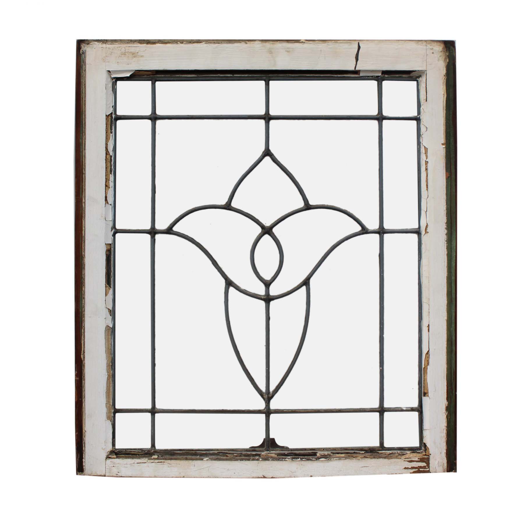 Salvaged Antique American Leaded Glass Windows, Stylized Flower-70134