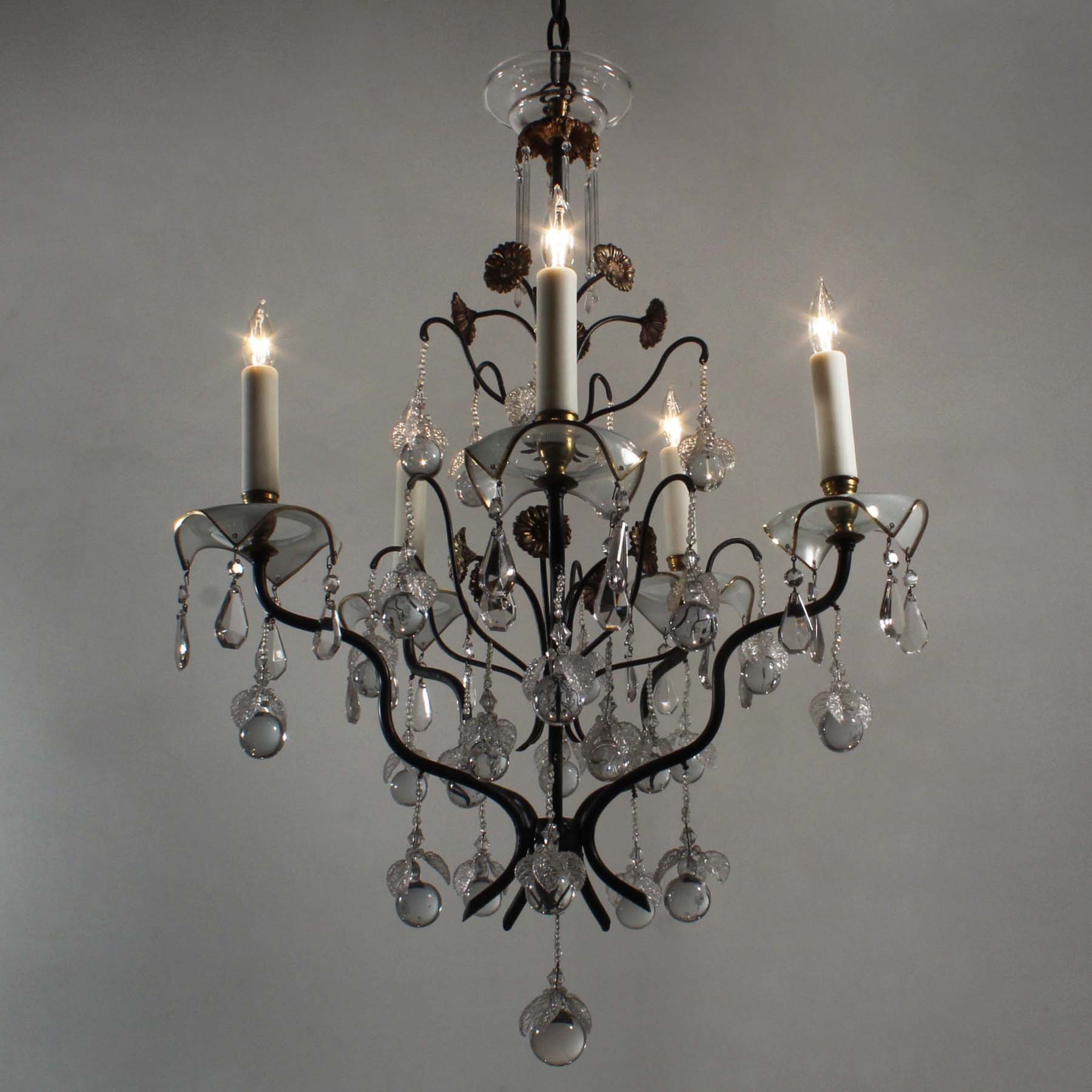 SOLD Antique Neoclassical Chandelier with Unusual Prisms-69943