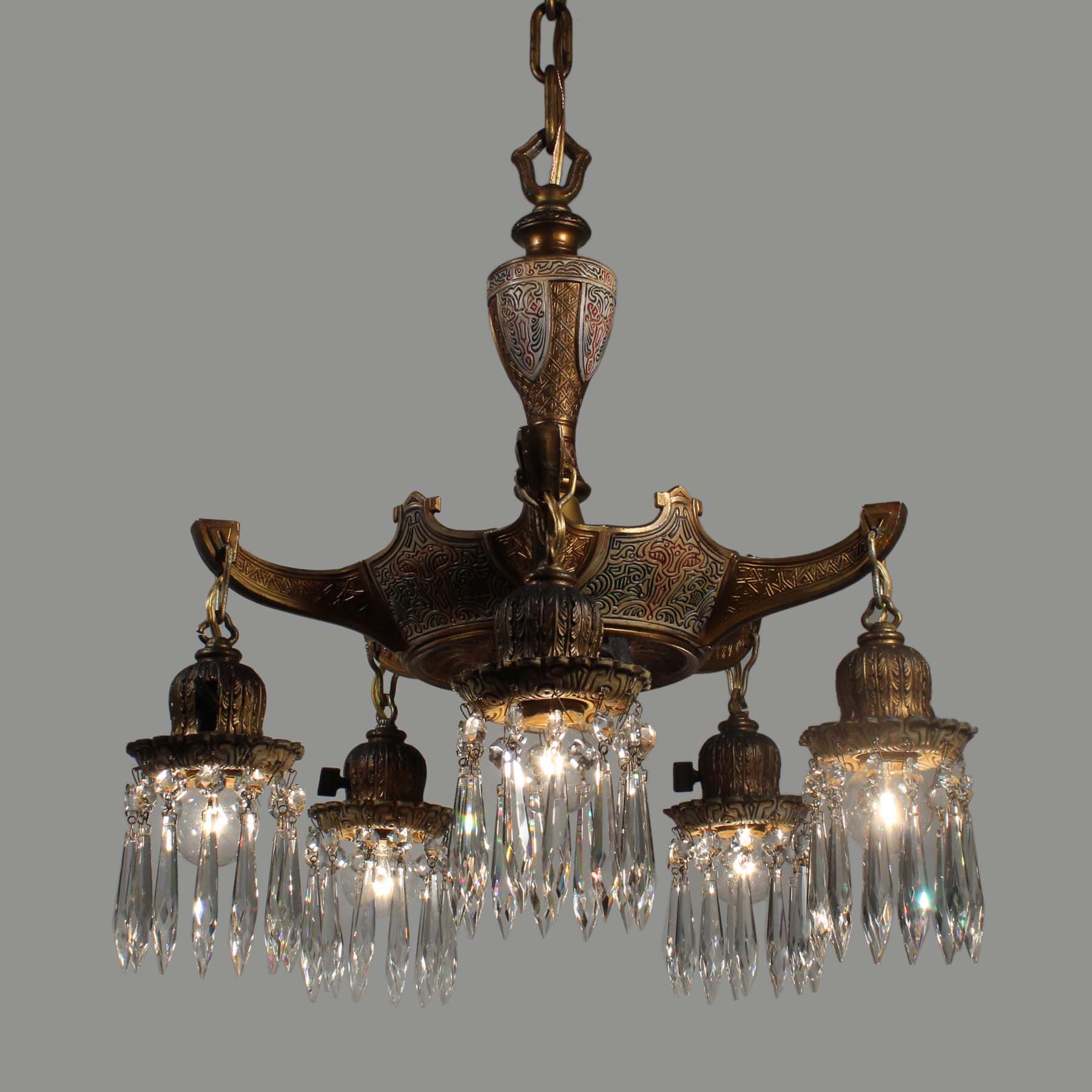SOLD Antique Spanish Revival Chandelier, Empire Lighting-69982