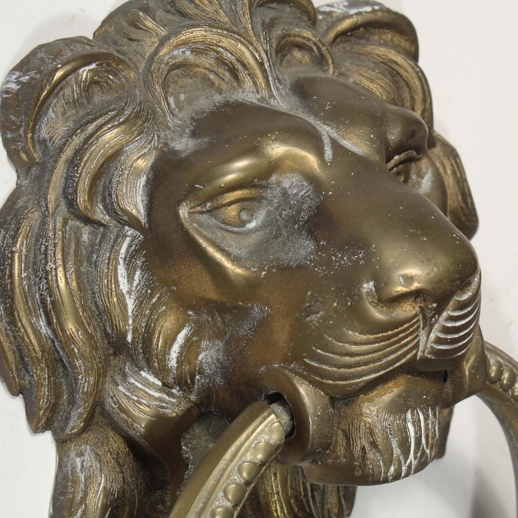 SOLD Substantial Antique Brass Lion Door Knocker, C. 1900 -70015