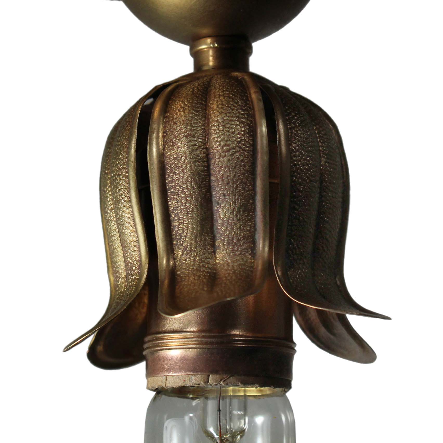 SOLD Brass Flush-Mount Lights with Exposed Bulbs, Antique Lighting-70025