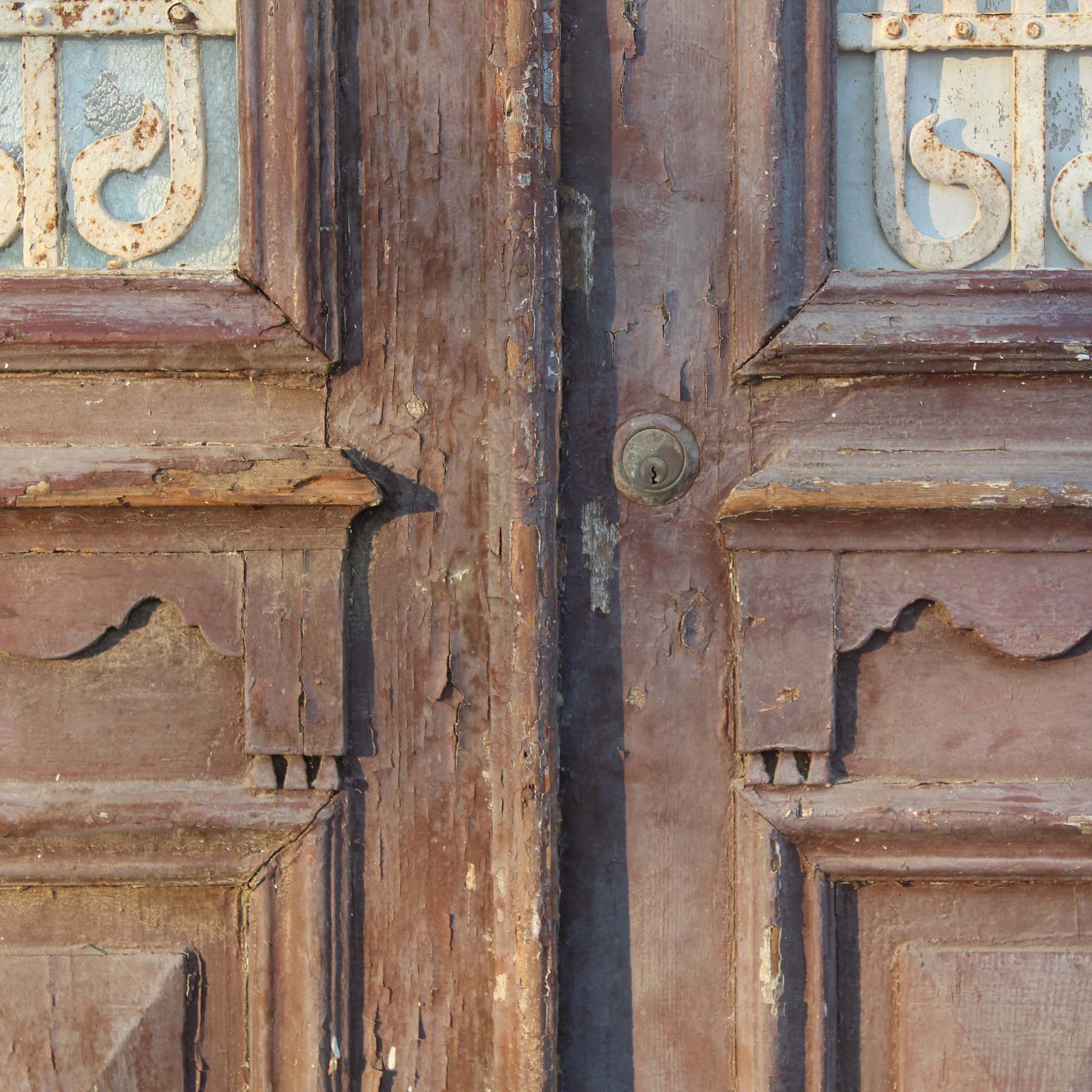 Pair of Antique 38” Doors with Iron Inserts-70061