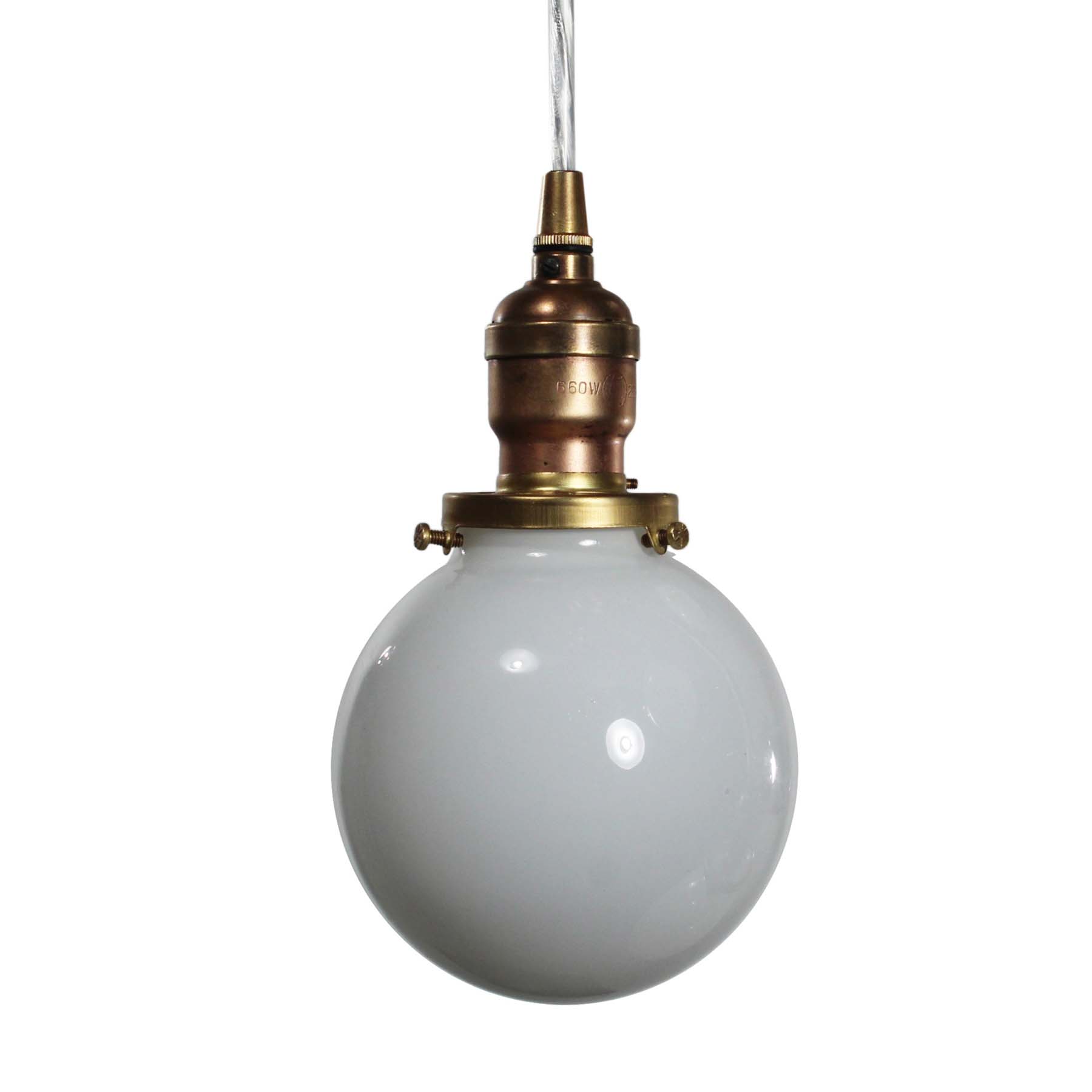 SOLD Semi Flush-Mount Chandelier with Ball Shades, Antique Lighting-70141