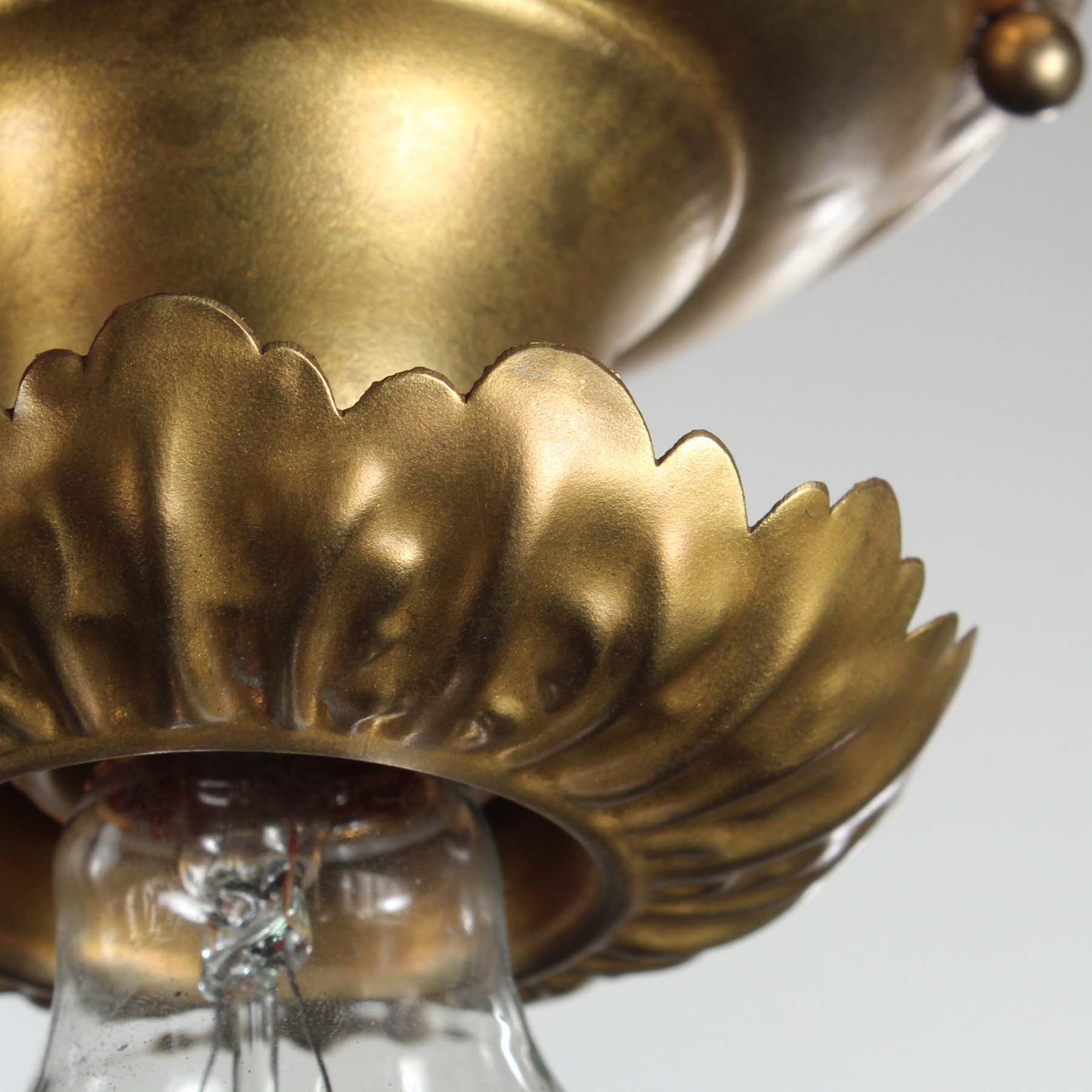 SOLD Antique Brass Flush-Mount Lights with Exposed Bulbs -70160