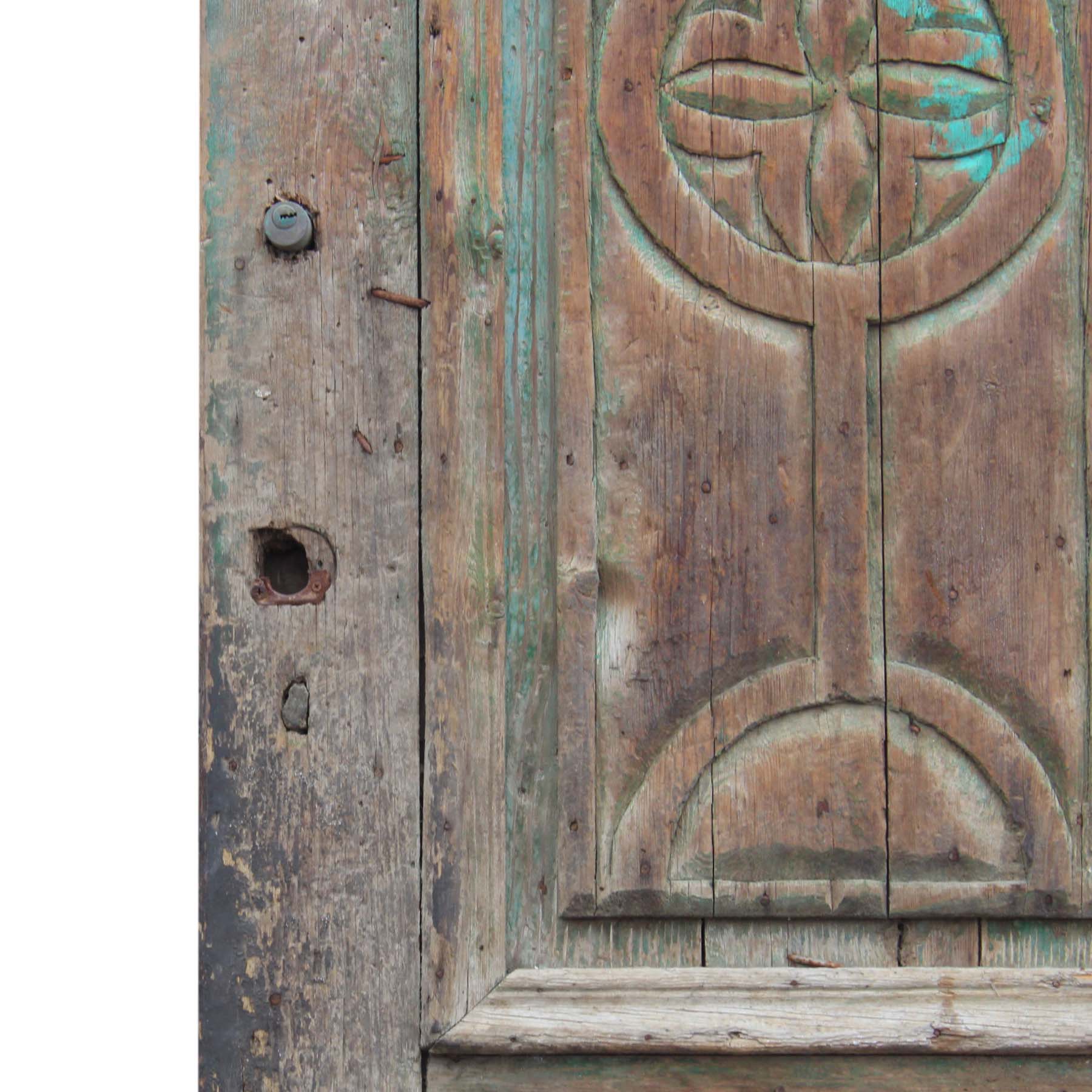 SOLD Reclaimed 28” Figural Door with Carved Lions-70208