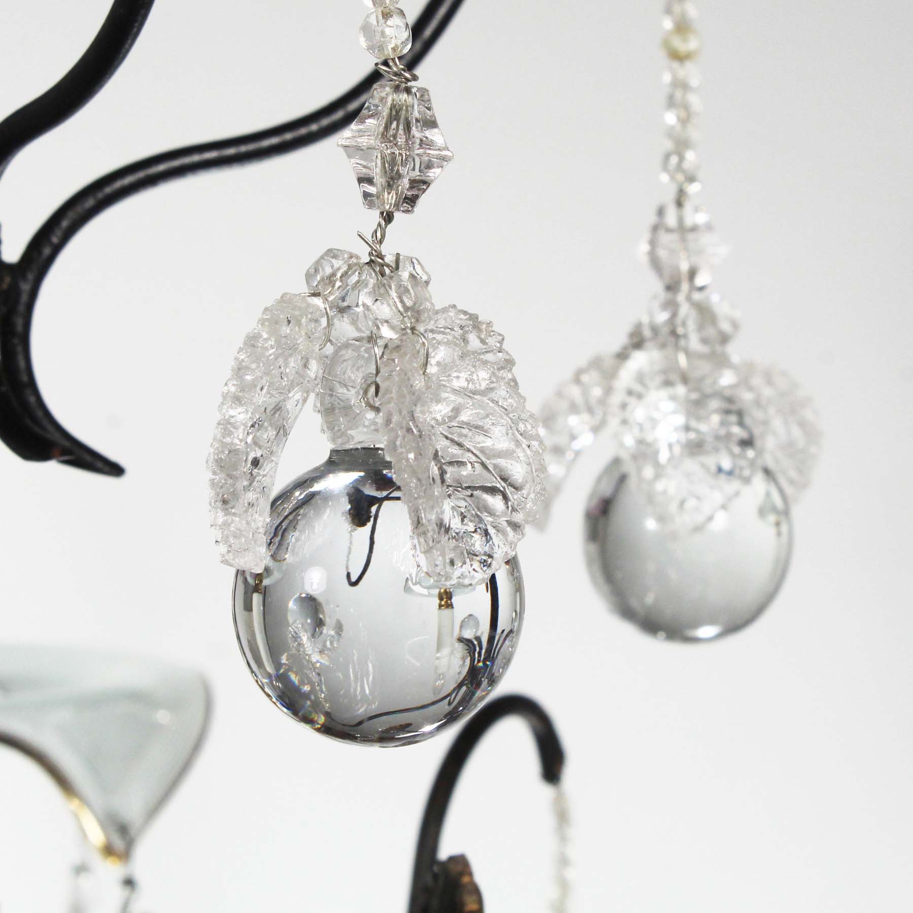 SOLD Antique Neoclassical Chandelier with Unusual Prisms-69945