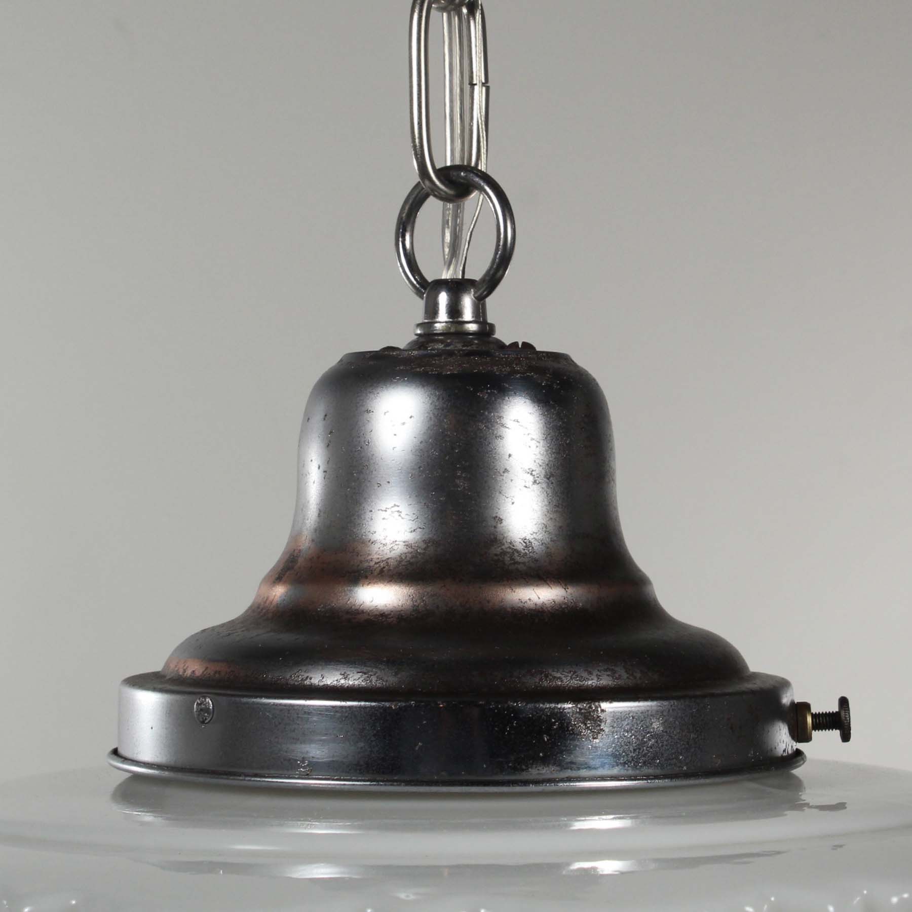 SOLD Large Antique Art Deco Skyscraper Pendant Light with Two-Part Prismatic Shade-69960