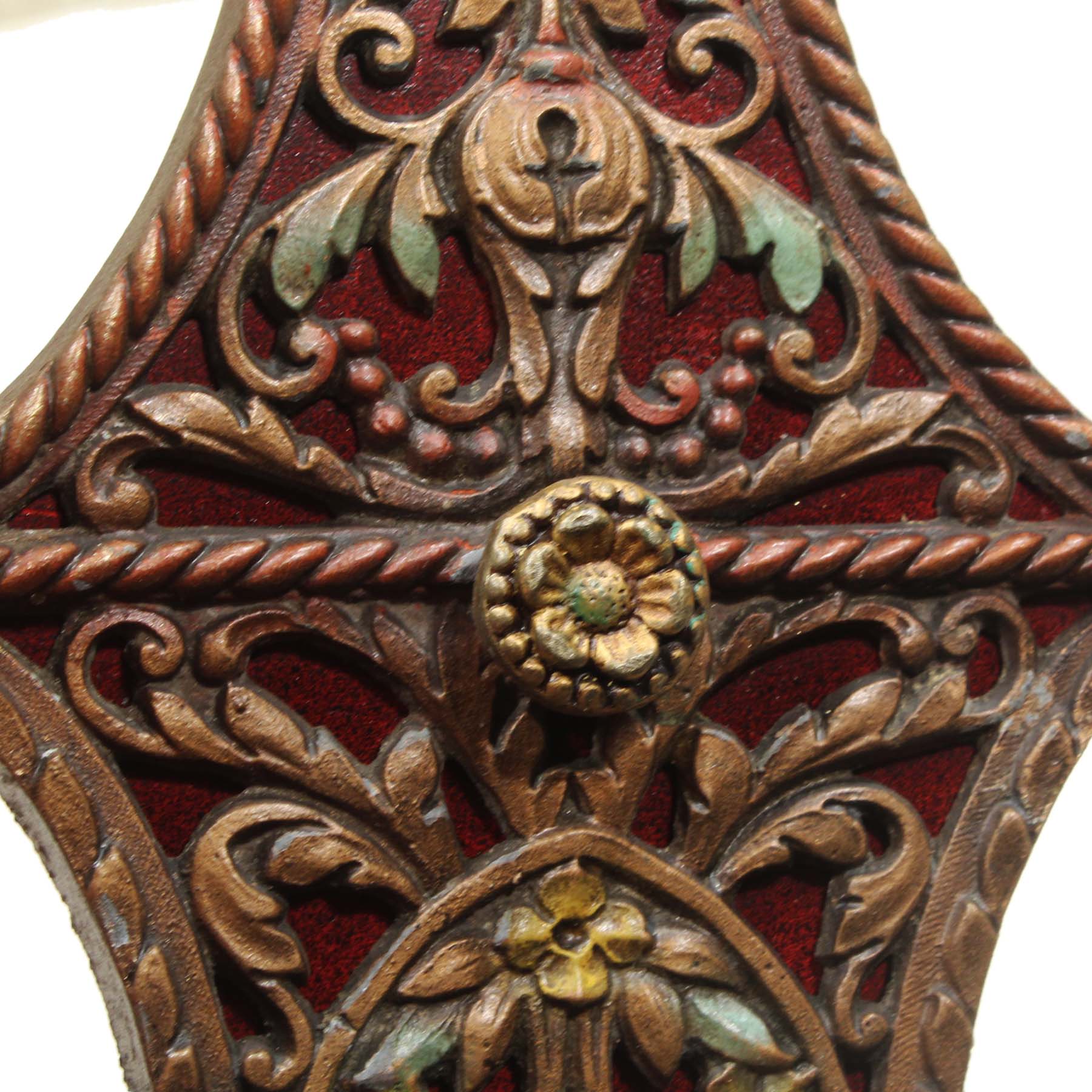 SOLD Pair of Antique Polychrome Double-Arm Sconces-70044