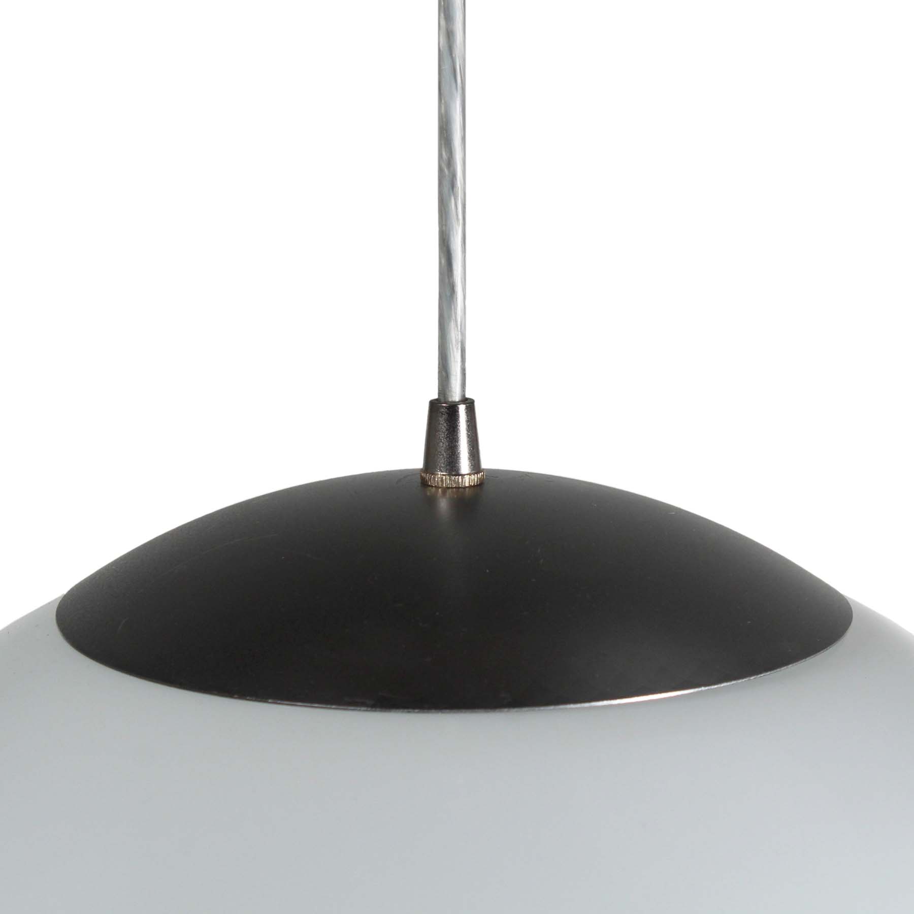 SOLD Substantial Mid-Century Modern Pendants with Ball Shades-70097