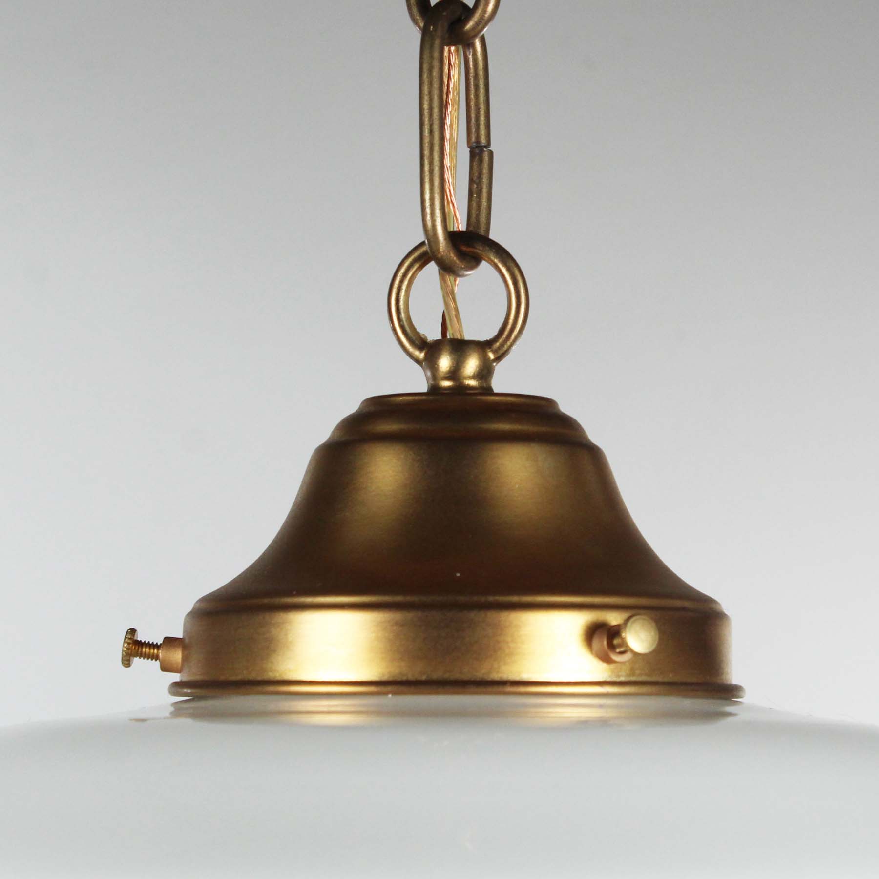 SOLD Brass Schoolhouse Pendant Lights, Antique Lighting-70103
