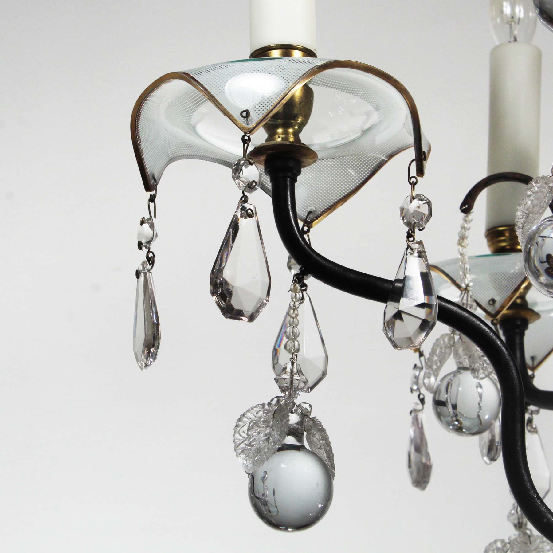 SOLD Antique Neoclassical Chandelier with Unusual Prisms-69949