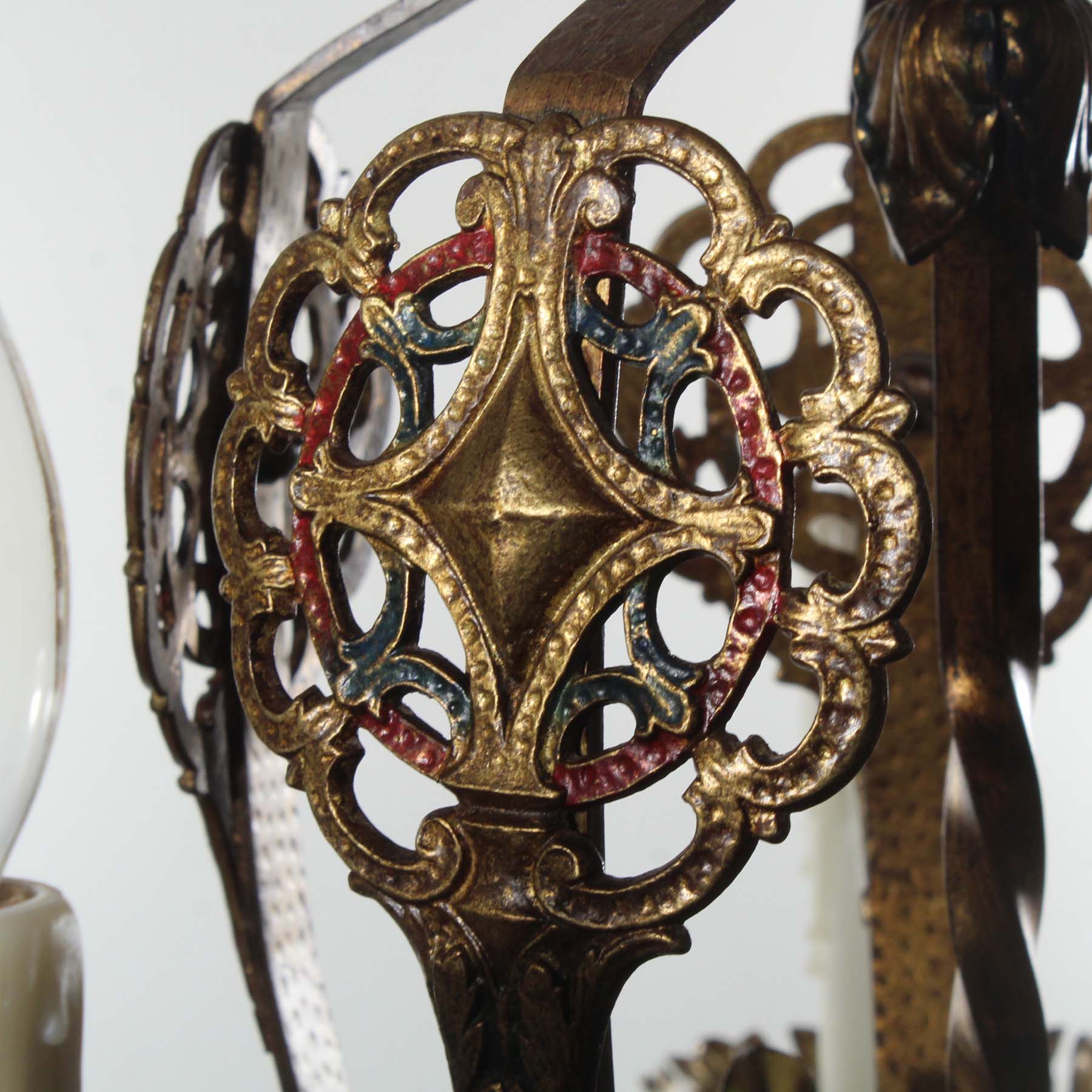 SOLD Antique Bronze Spanish Revival Five-Light Chandelier -69994