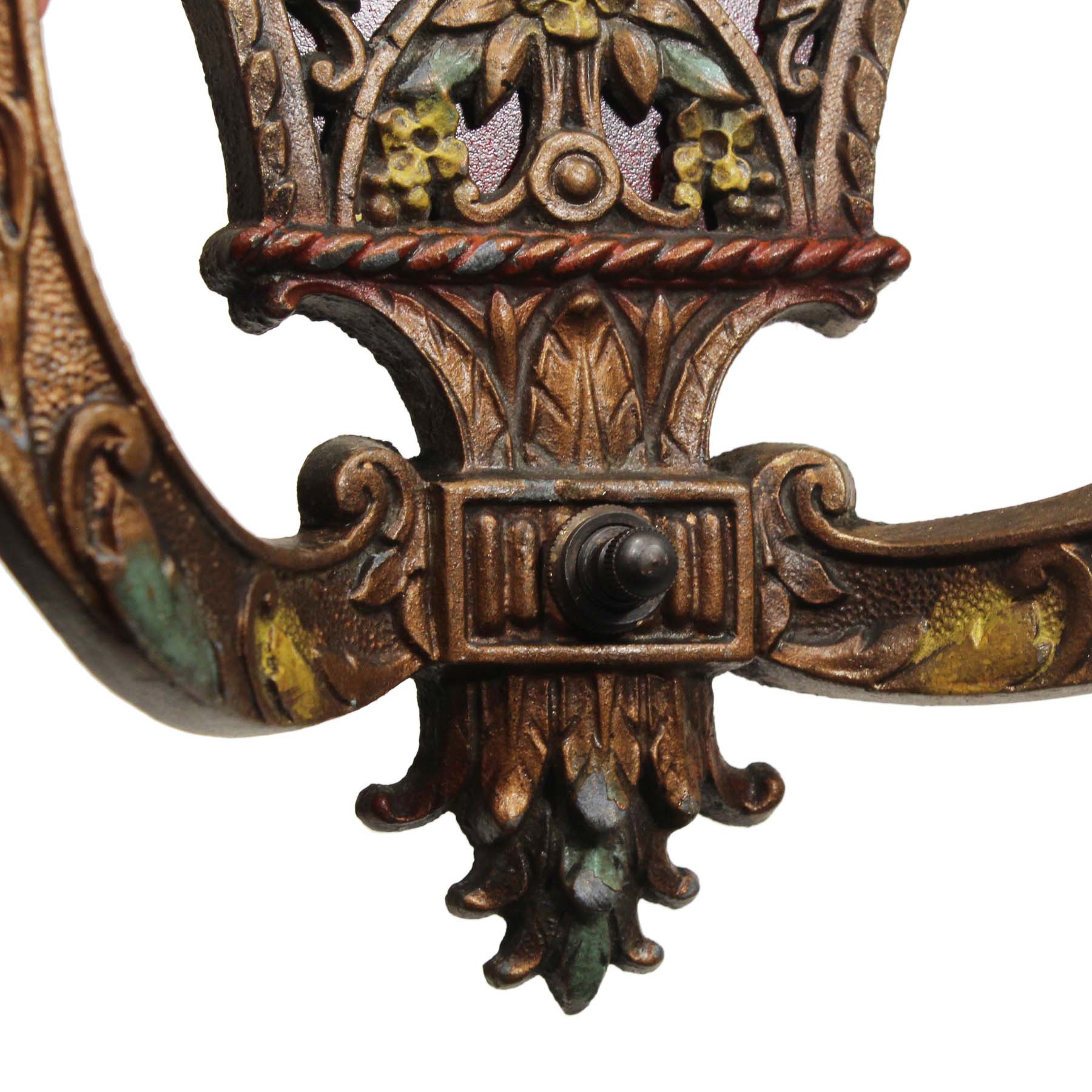 SOLD Pair of Antique Polychrome Double-Arm Sconces-70046