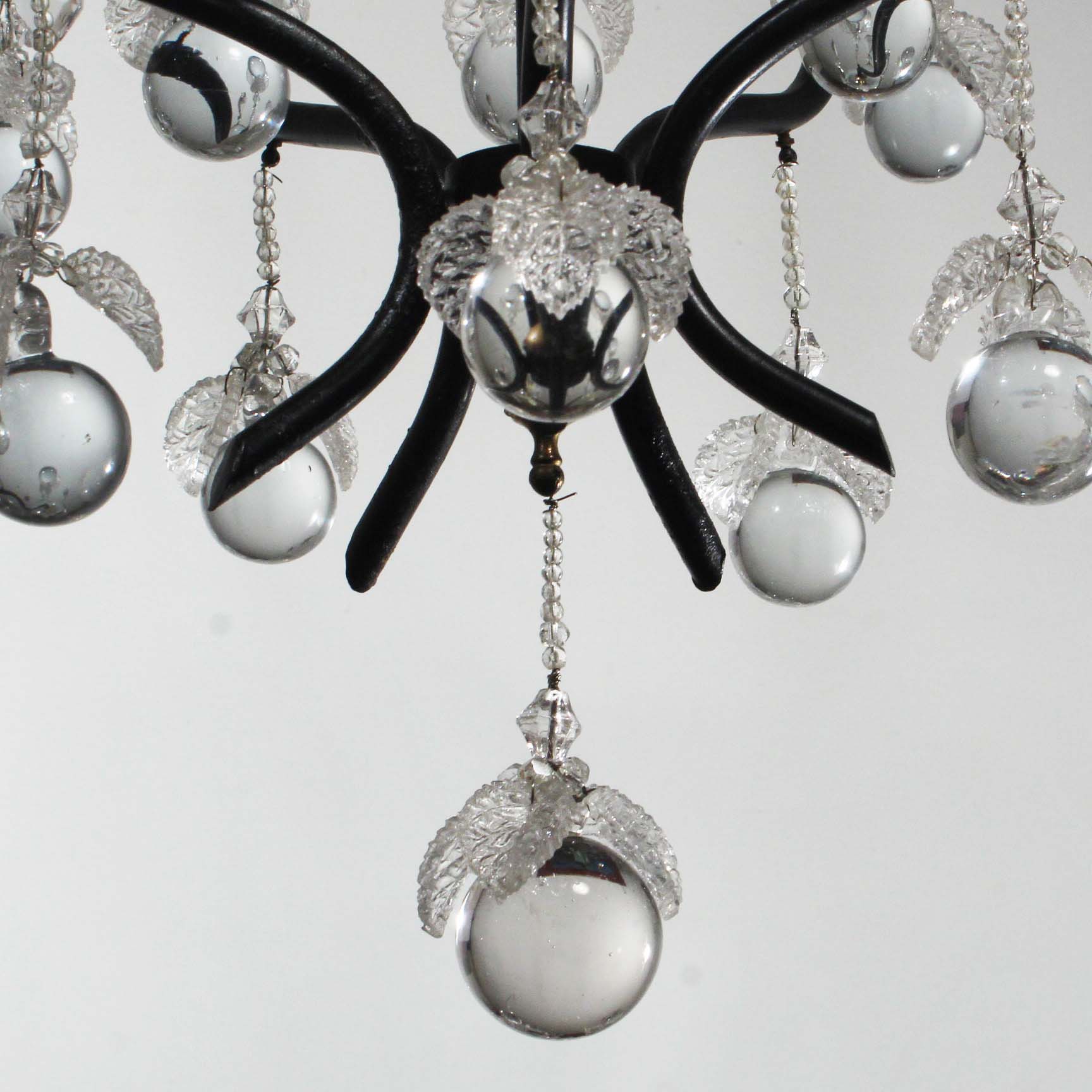 SOLD Antique Neoclassical Chandelier with Unusual Prisms-69948