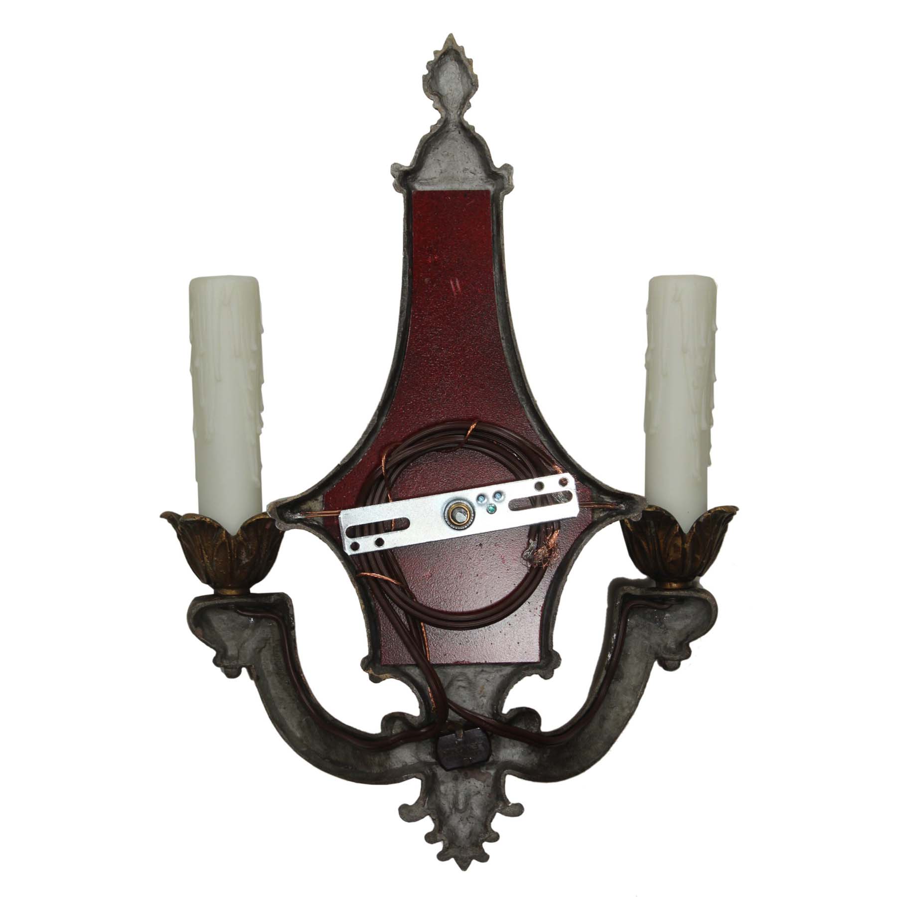 SOLD Pair of Antique Polychrome Double-Arm Sconces-70047
