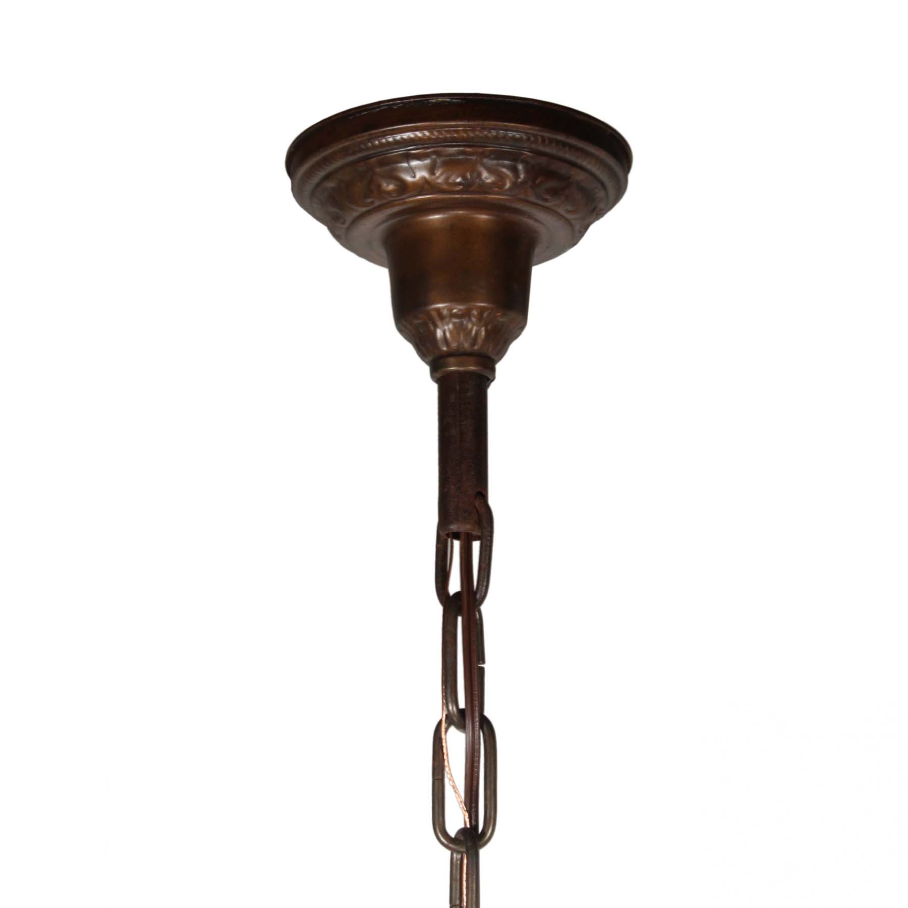 SOLD Antique Cast Iron Chandelier with Glass Shade-69940
