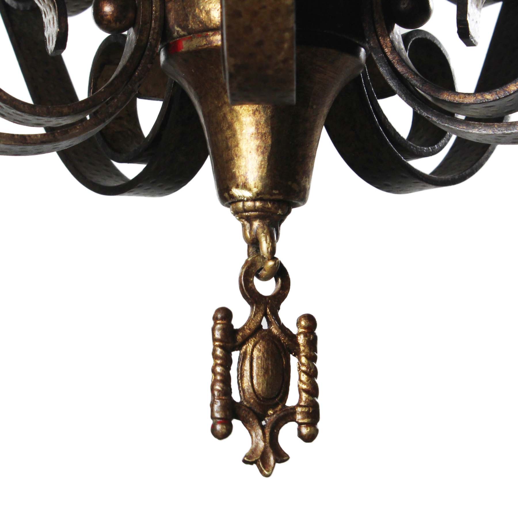 SOLD Antique Bronze Spanish Revival Five-Light Chandelier -69996