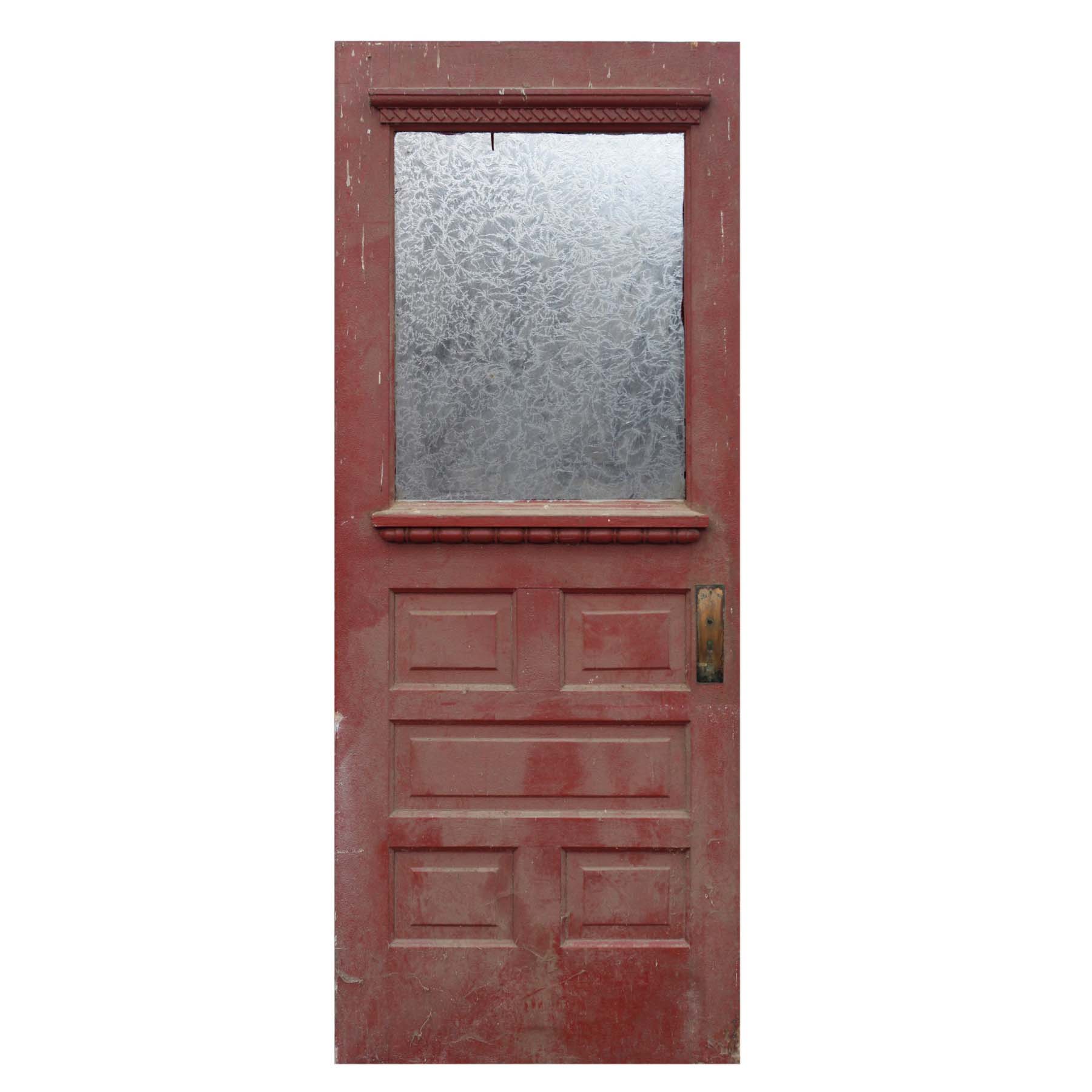 SOLD Salvaged 31" Eastlake Door with Glue Chip Glass-0