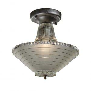 Vintage Semi-Flush Mount with Original Glass Shade-0
