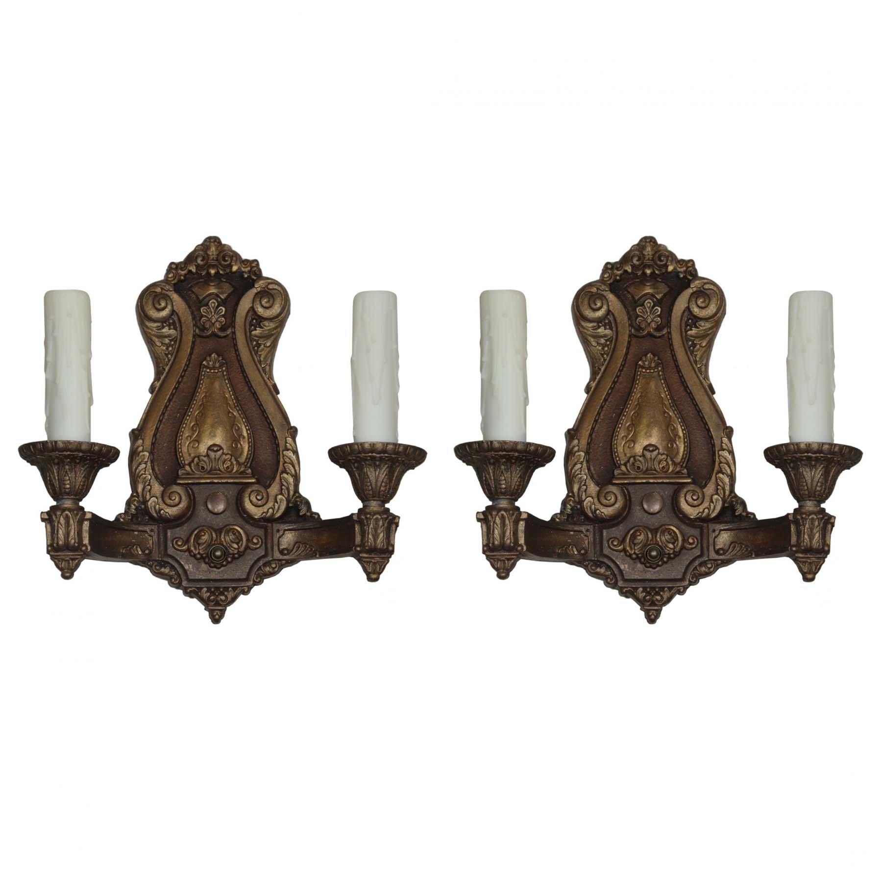 SOLD Pair of Antique Neoclassical Double-Arm Sconces-0