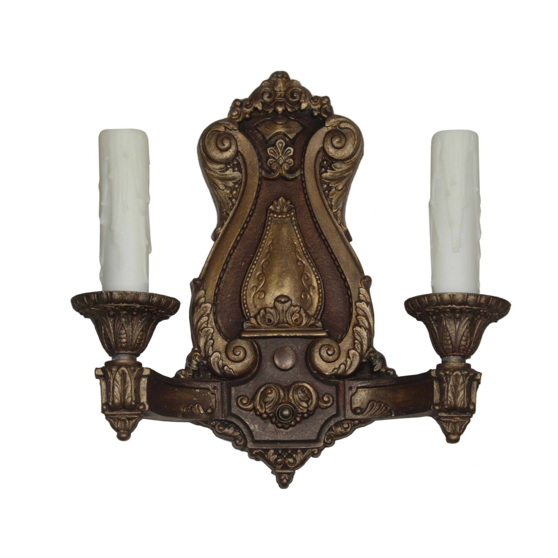 SOLD Pair of Antique Neoclassical Double-Arm Sconces-70435