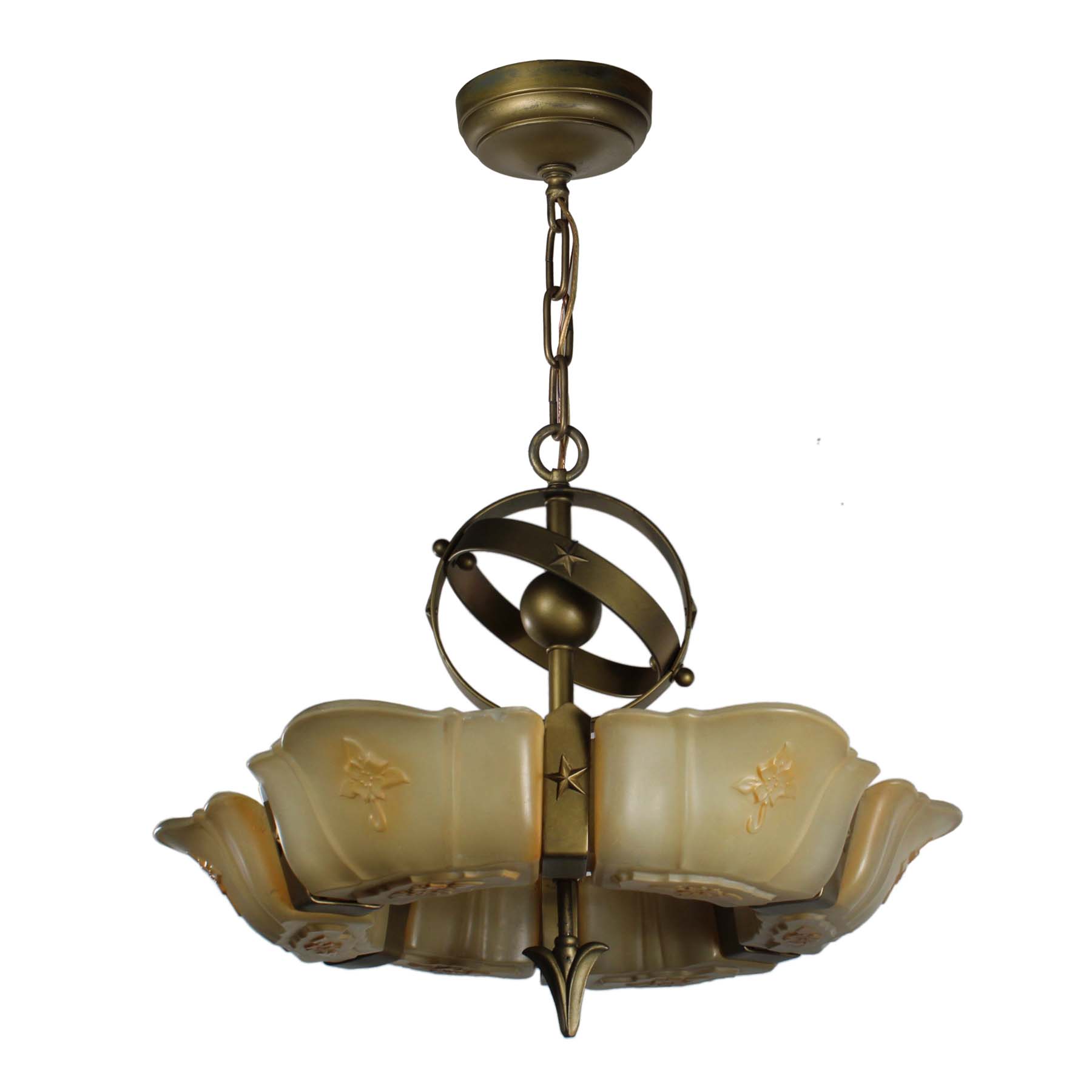 Antique Art Deco Slip Shade Chandelier-70421