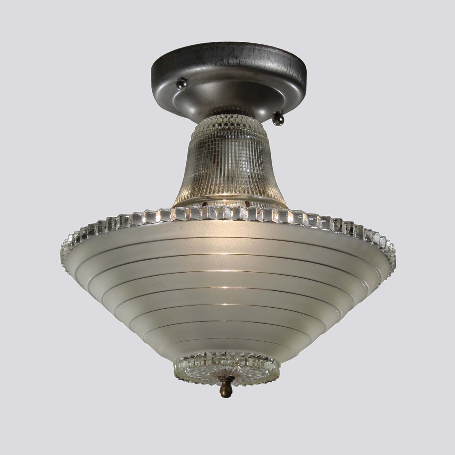 Vintage Semi-Flush Mount with Original Glass Shade-70316