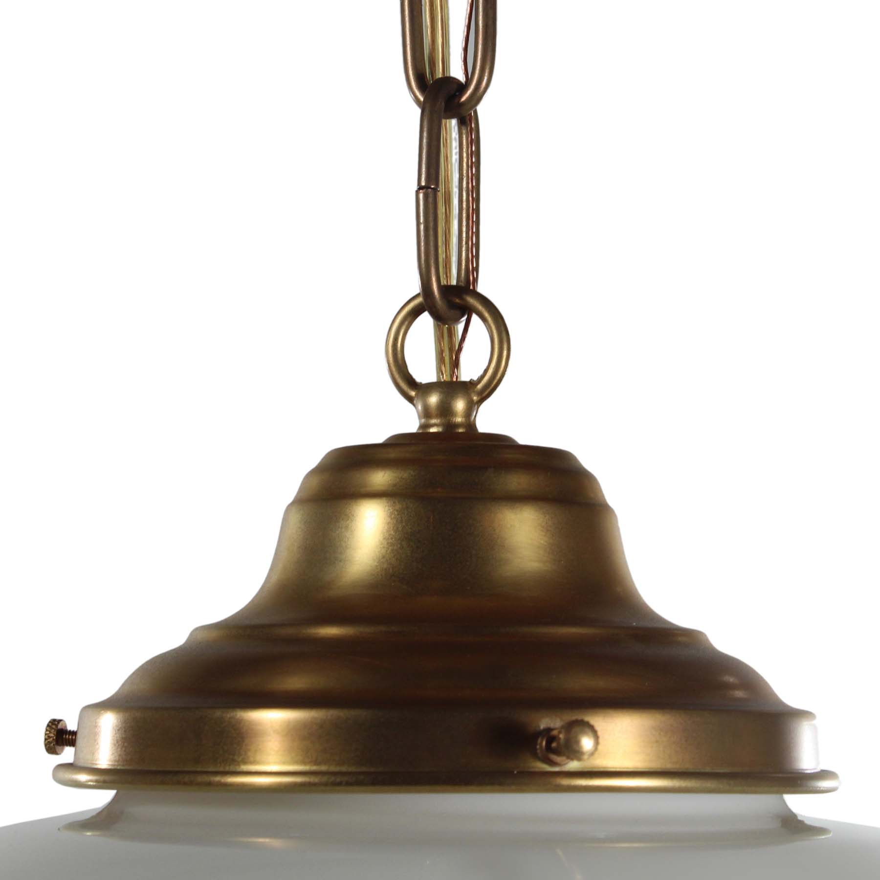 SOLD Brass Schoolhouse Pendant Lights, Antique Lighting-70371