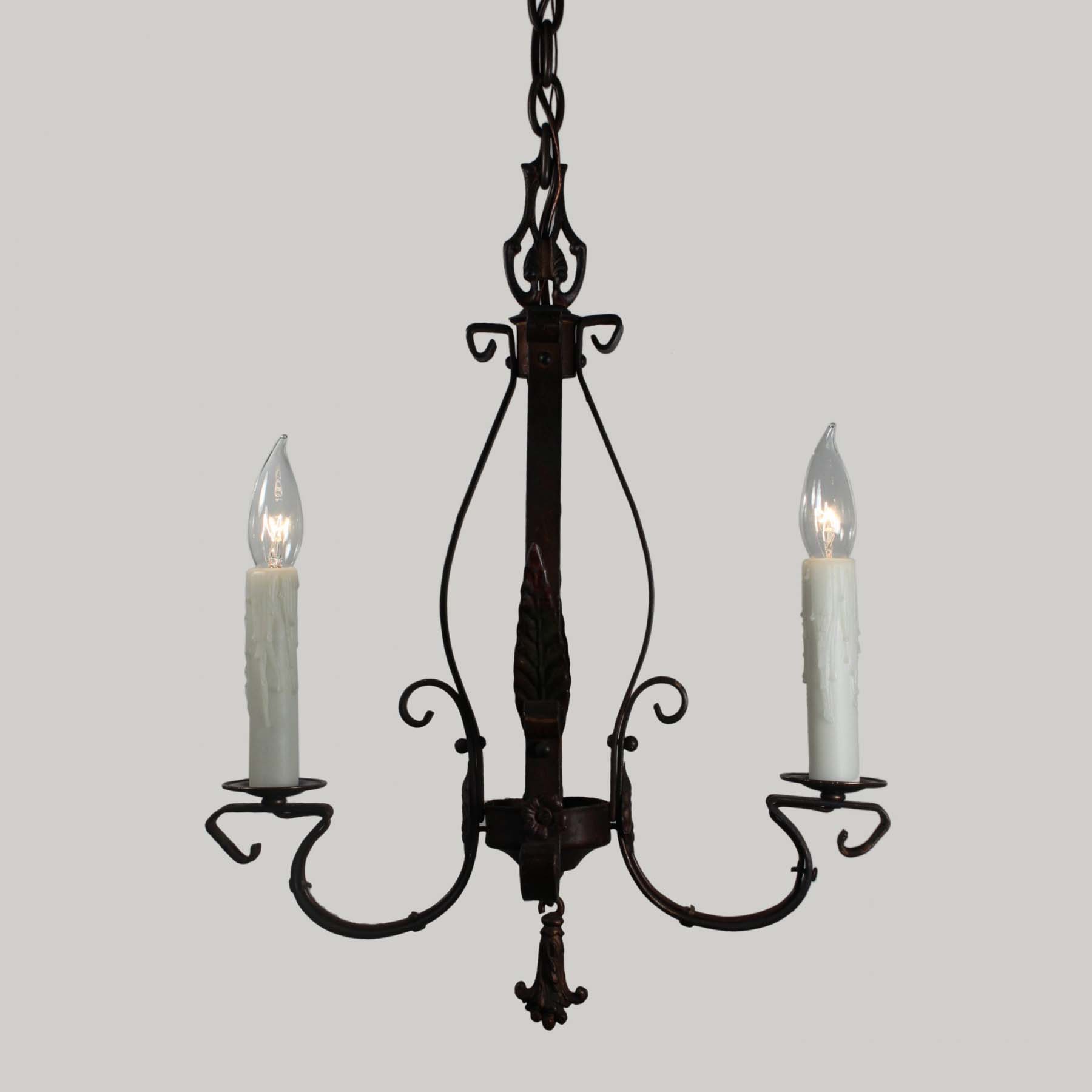 SOLD Iron Two Light Chandelier, Antique Lighting-70409