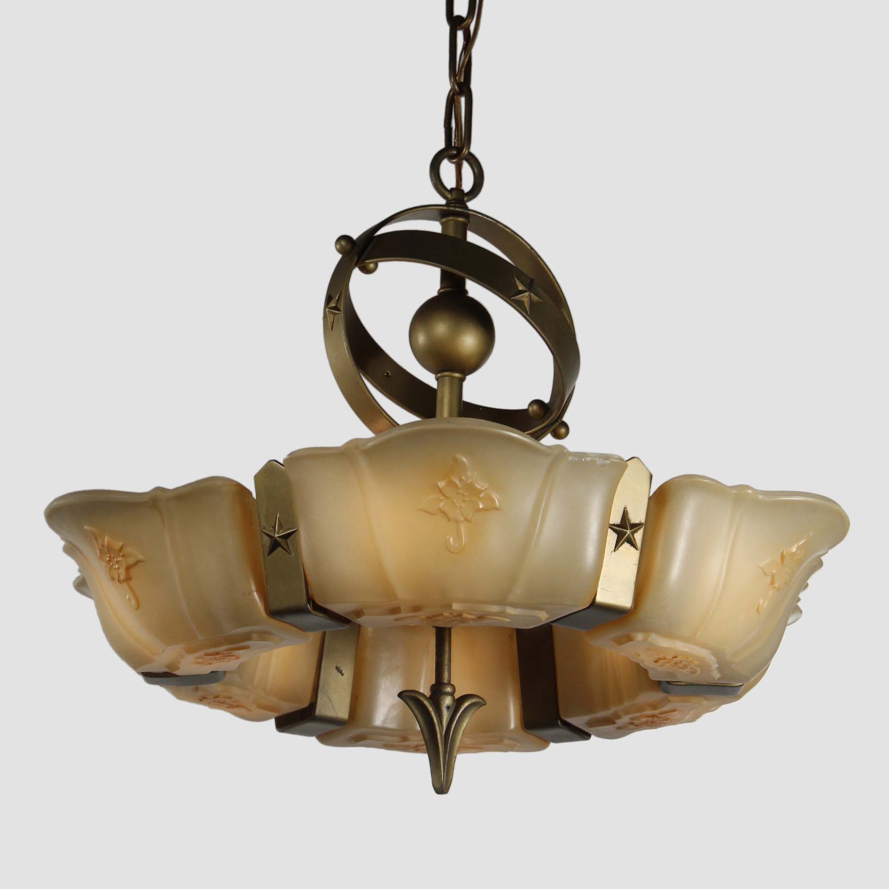 Antique Art Deco Slip Shade Chandelier-70422