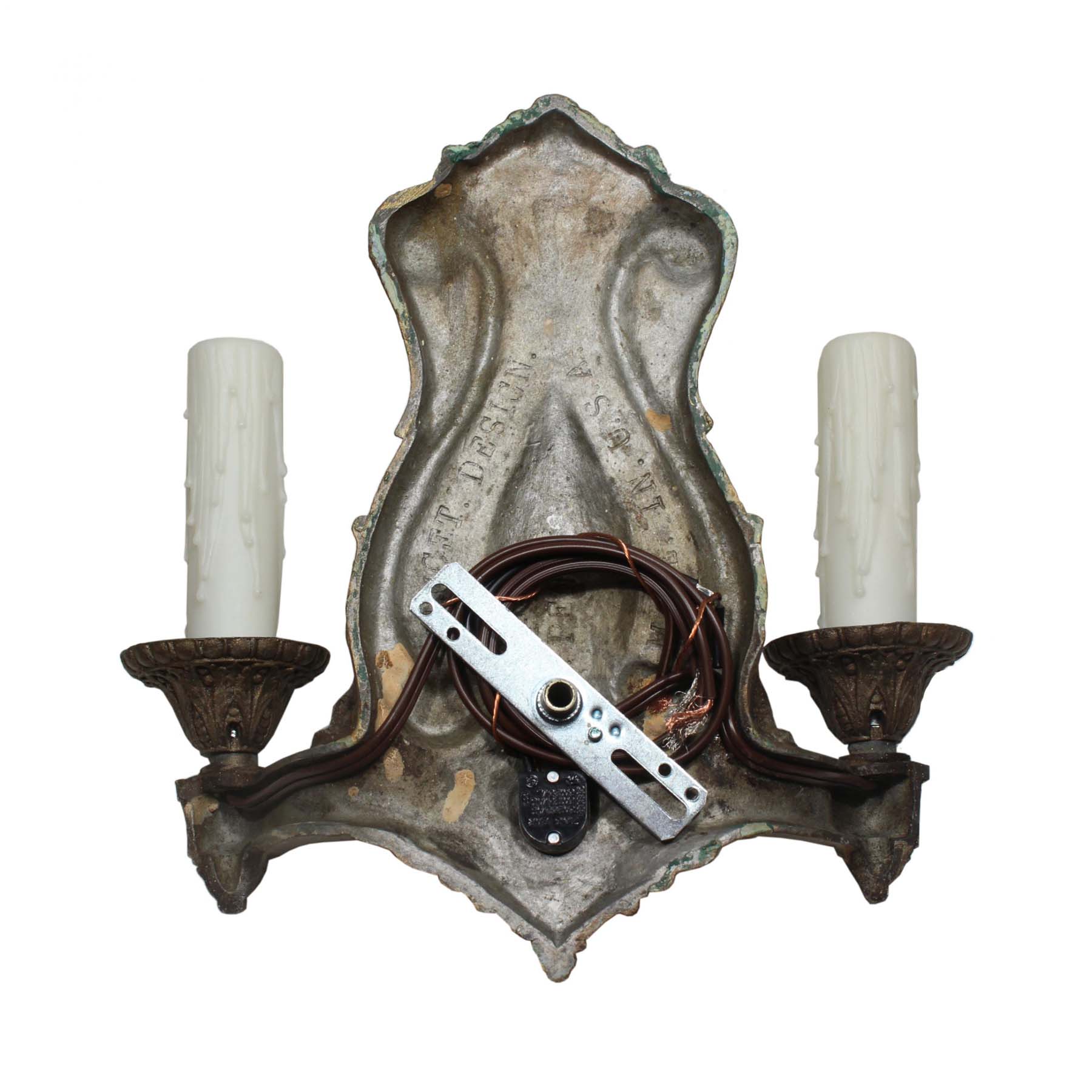 SOLD Pair of Antique Neoclassical Double-Arm Sconces-70440