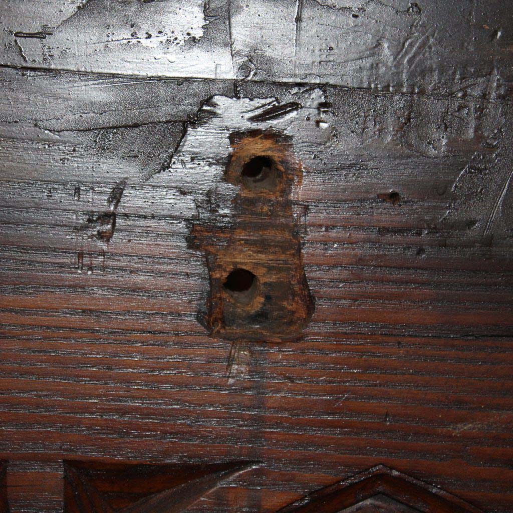 Substantial 47” Salvaged Oak Door with Gothic Arch Window-70328 Substantial 47” Salvaged Oak Door with Gothic Arch Window-70328