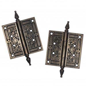 Pair of Antique 4.5" Cast Iron Corbin "Diagonal" Hinges, c. 1890s-0