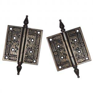 Pair of Antique 4" Cast Iron Corbin "Diagonal" Hinges, c. 1890s-0