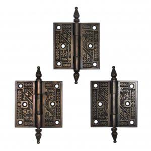 Antique 3.5" Cast Iron Corbin "Diagonal" Hinges, c. 1890s-0