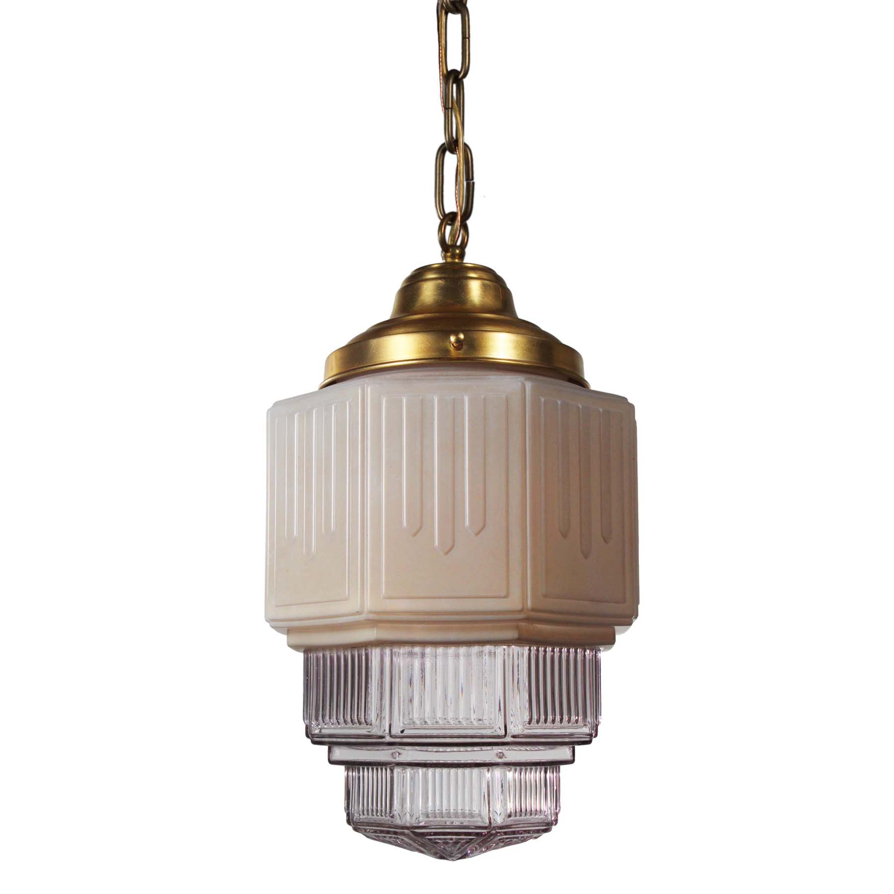 SOLD Antique Art Deco Skyscraper Pendant Light, c. 1930-0