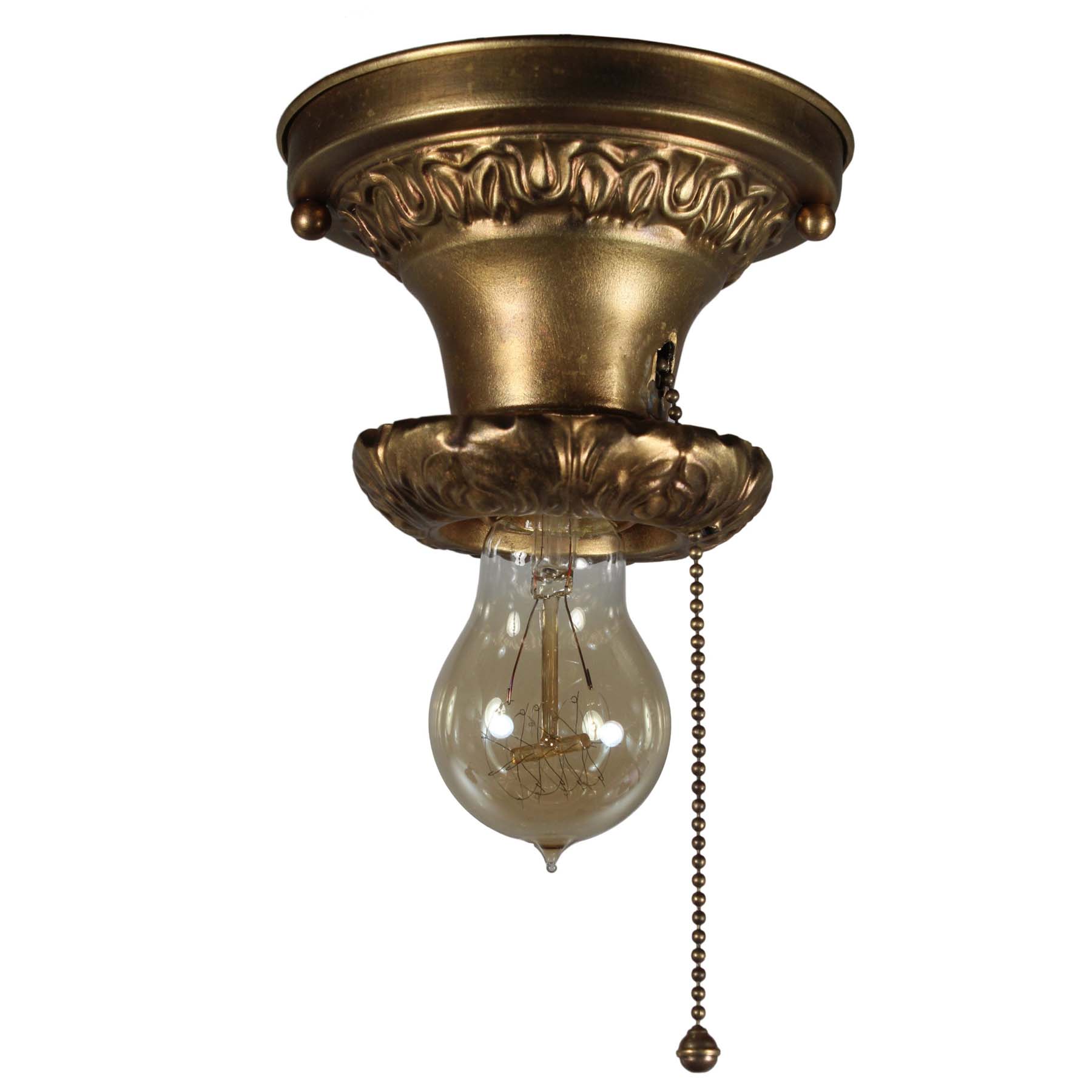 SOLD Flush-Mount Light with Exposed Bulb, Antique Lighting-0