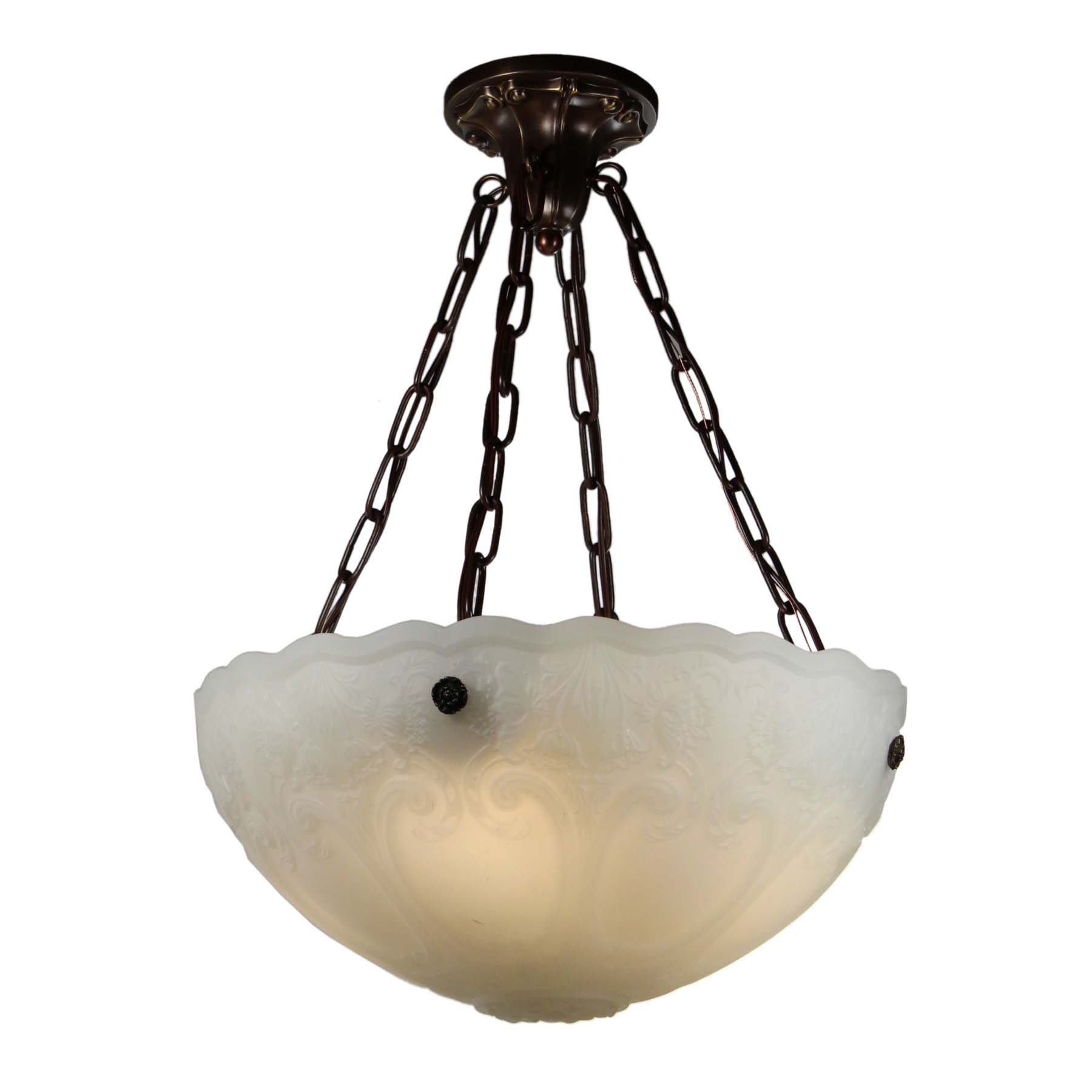 SOLD Large Antique Neoclassical Inverted Dome Chandelier, c. 1915-0