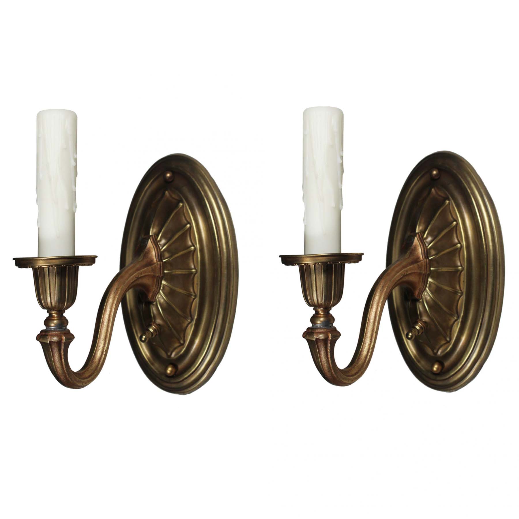 Pair of Antique Brass Neoclassical Sconces, Early 1900s-0