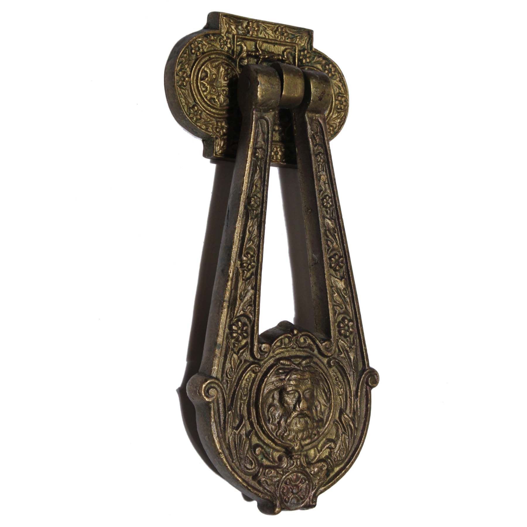 Vintage Brass Figural Door Knocker, North Wind Man-70469