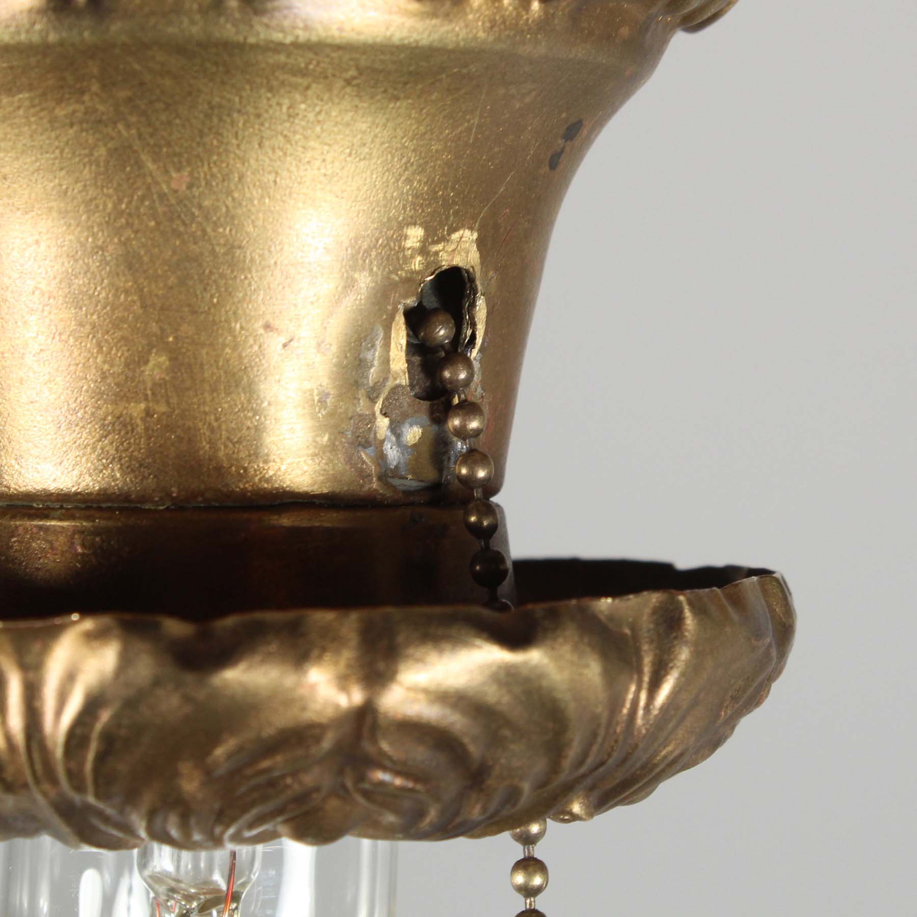 SOLD Flush-Mount Light with Exposed Bulb, Antique Lighting-70582