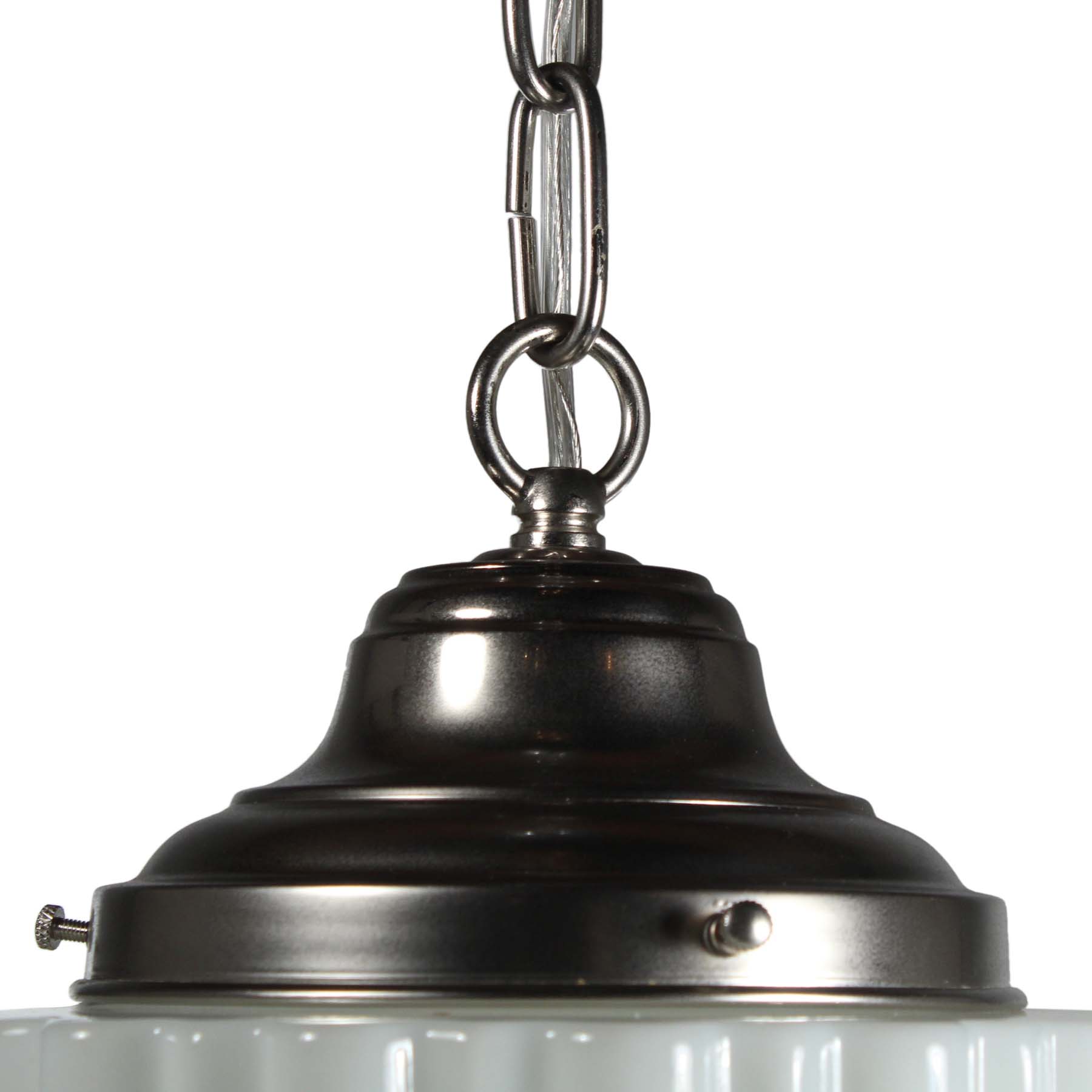 SOLD Art Deco Skyscraper Pendant with Two-Part Prismatic Shade, Antique Lighting-70554