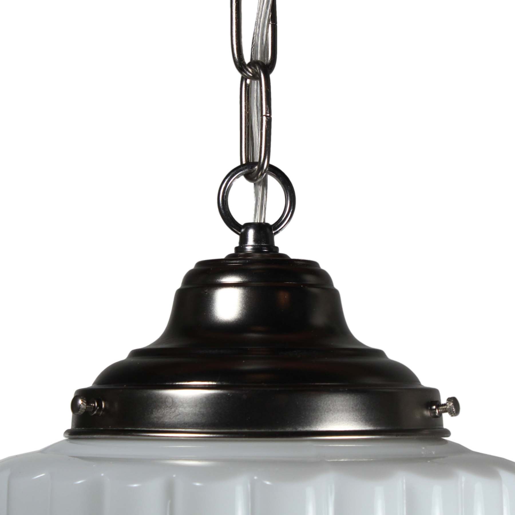 SOLD Art Deco Skyscraper Pendant Light with Two-Part Prismatic Shade, Antique Lighting-70522