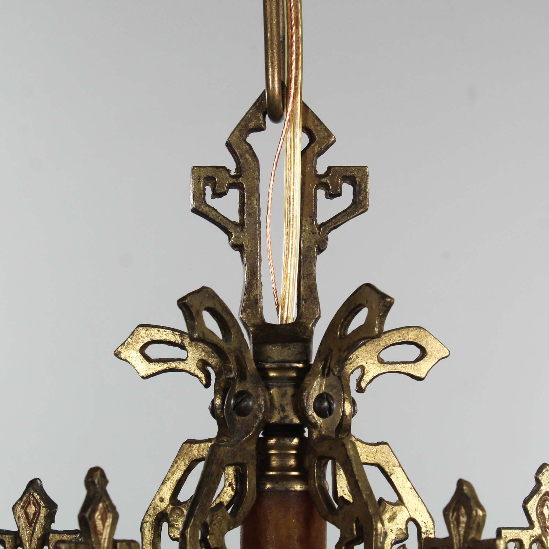 Antique Brass Art Deco Chandelier, Bakelite-70680