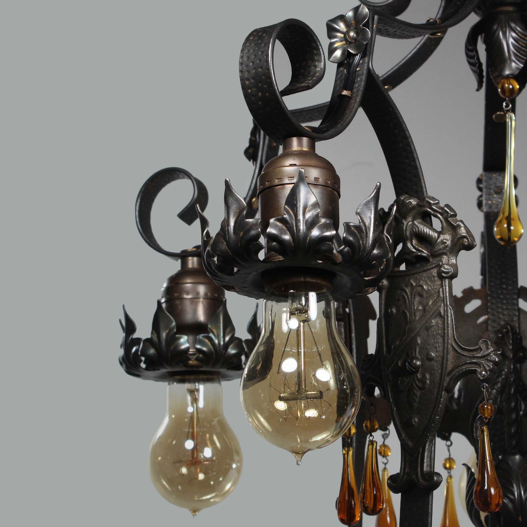 Antique Spanish Revival Five-Light Iron Chandelier, Early 1900s-70505