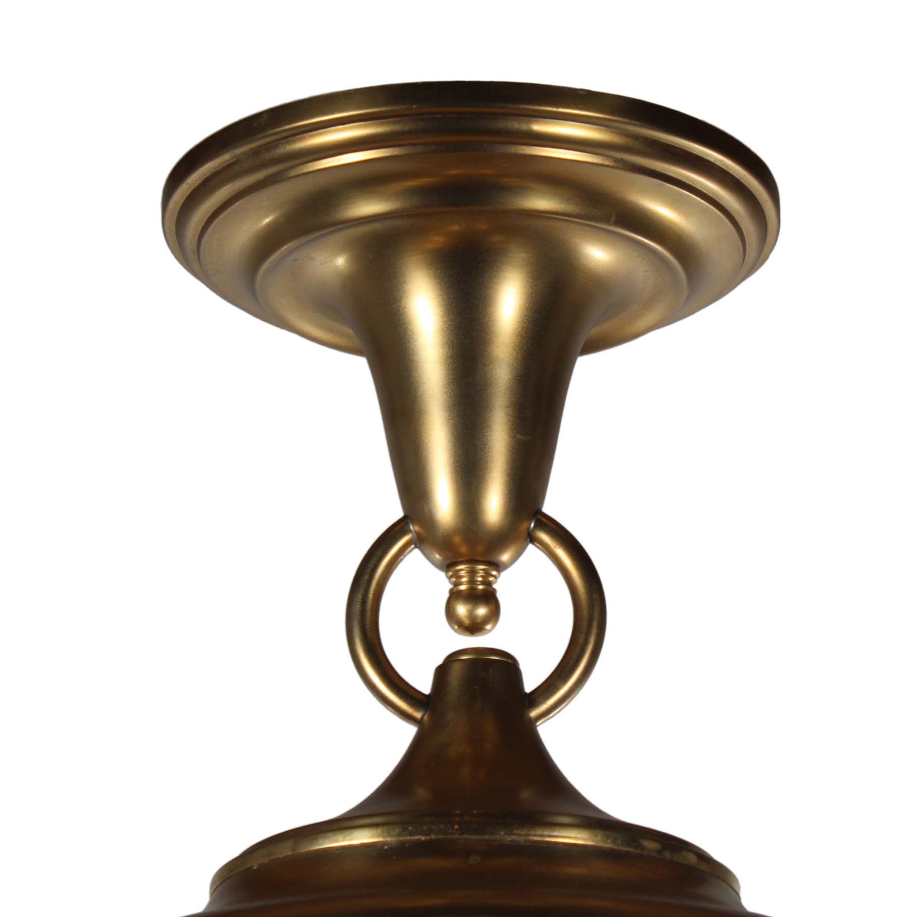 SOLD Antique Brass Semi Flush-Mount Chandelier with Ball Shades-70589